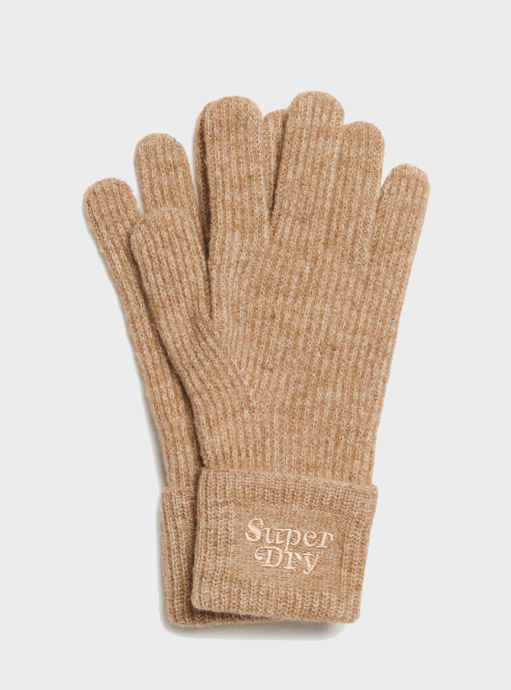 Superdry Soft Rib Knit Gloves - Dark Beige