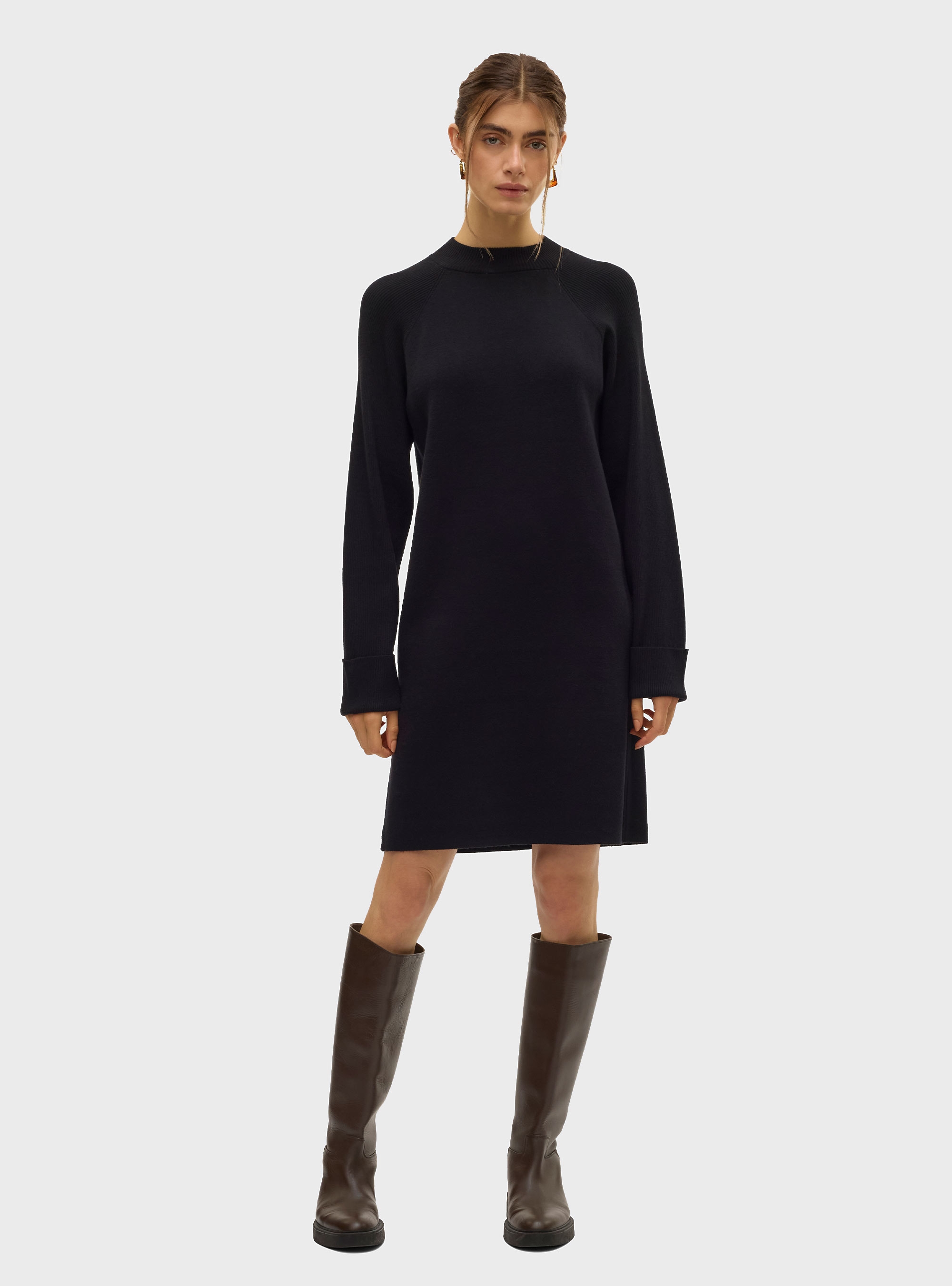 Vero Moda Gold Mix Highneck Dress - Black