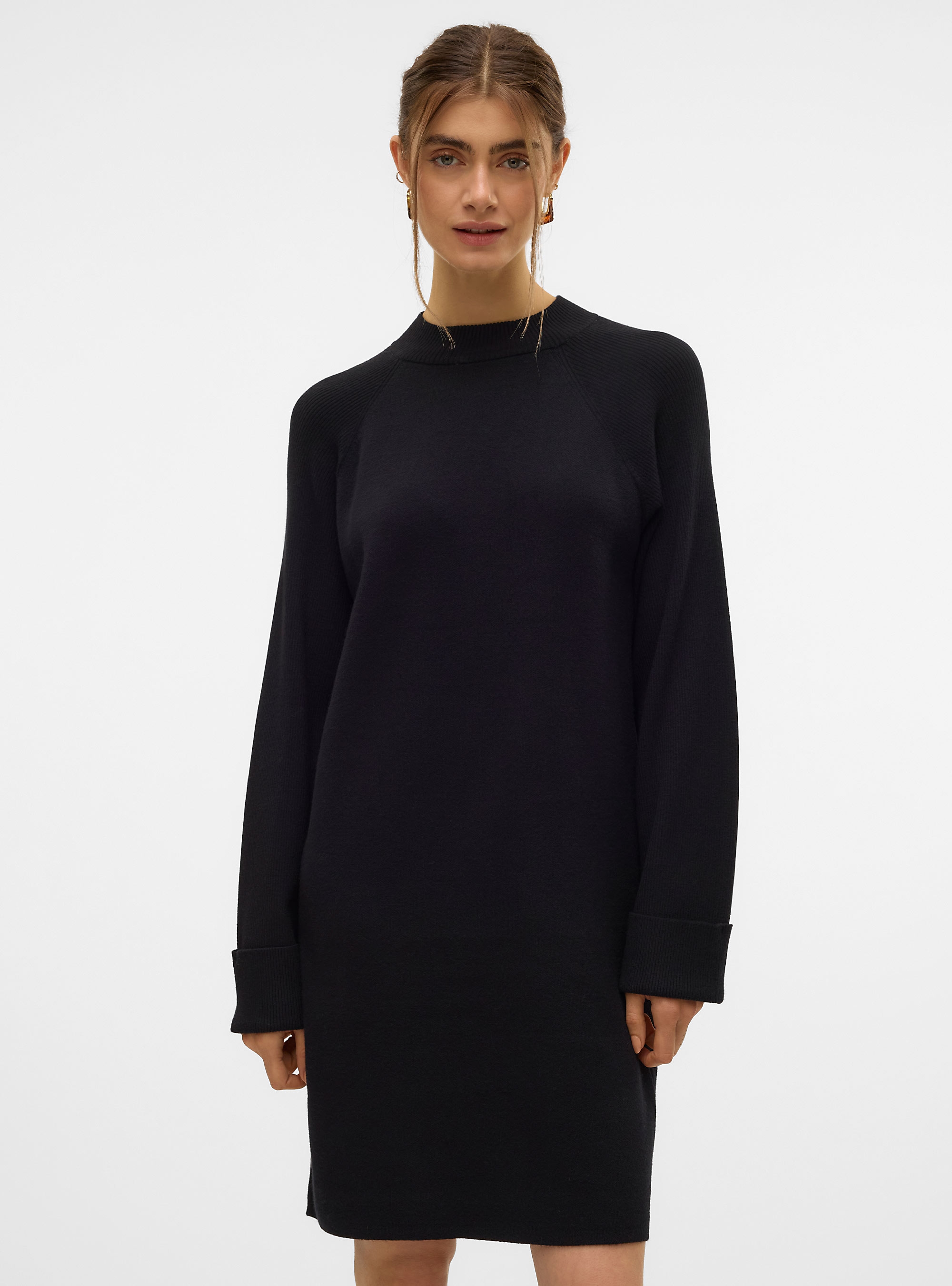 Vero Moda Gold Mix Highneck Dress - Black