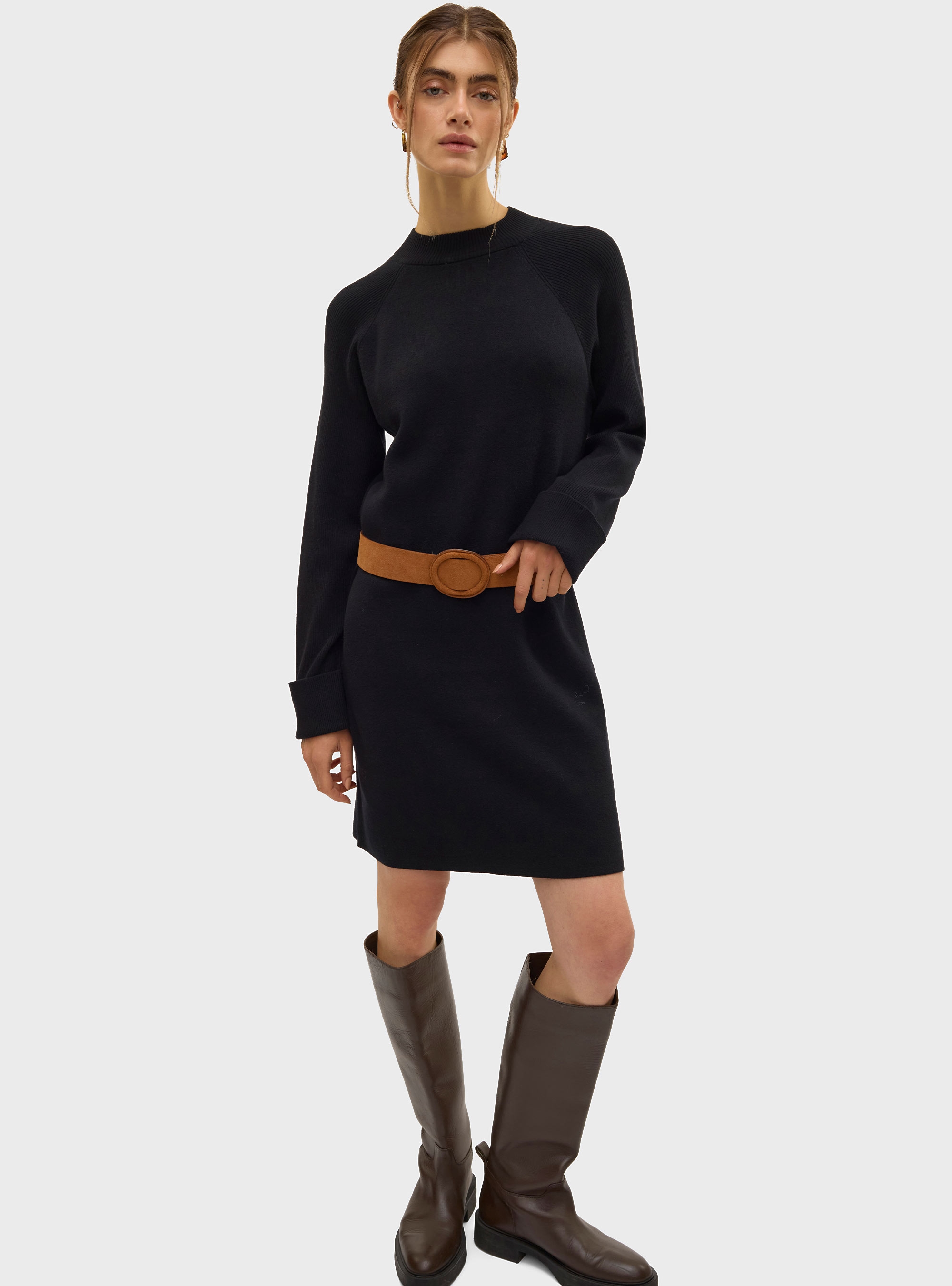 Vero Moda Gold Mix Highneck Dress - Black
