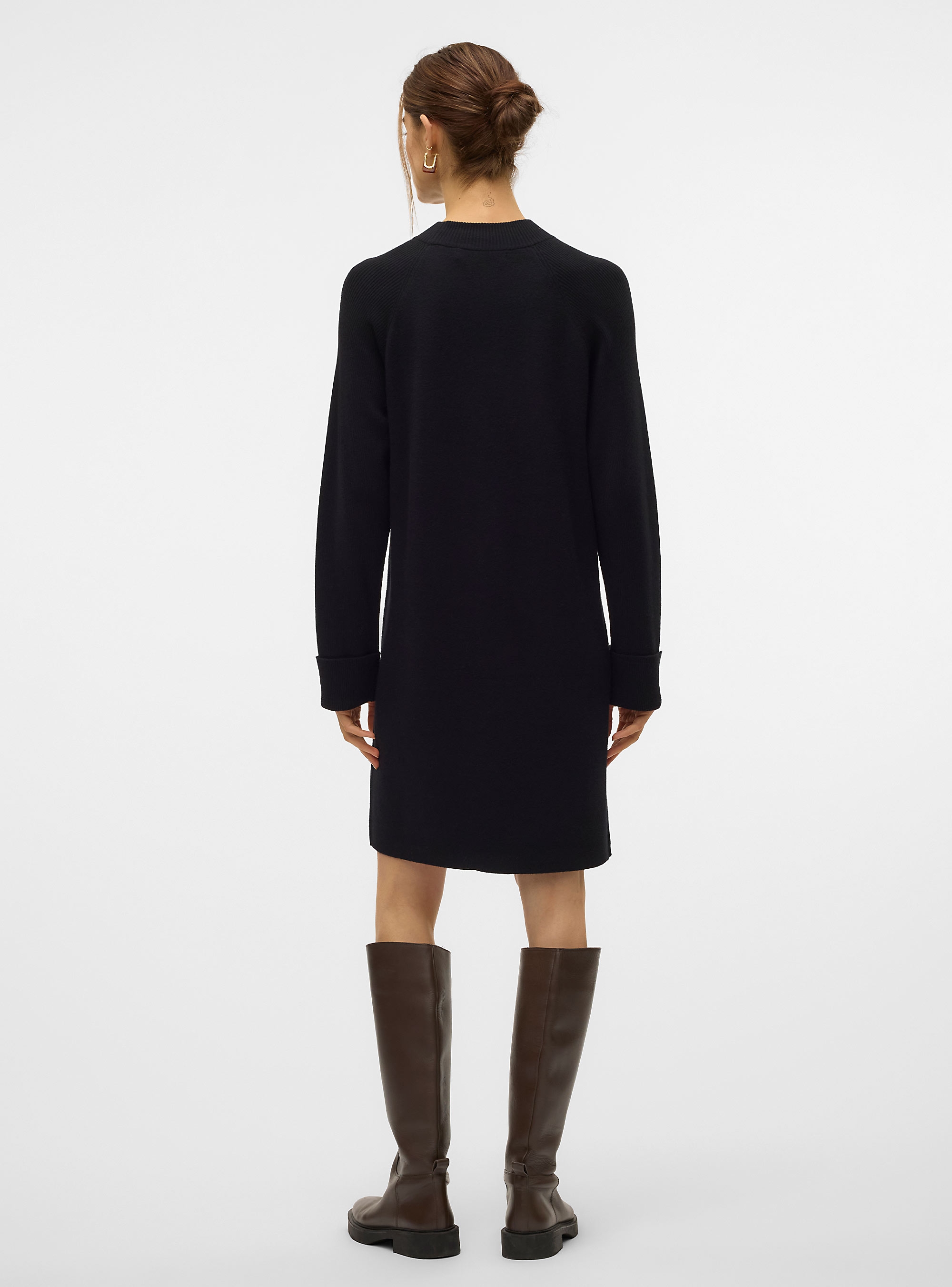 Vero Moda Gold Mix Highneck Dress - Black