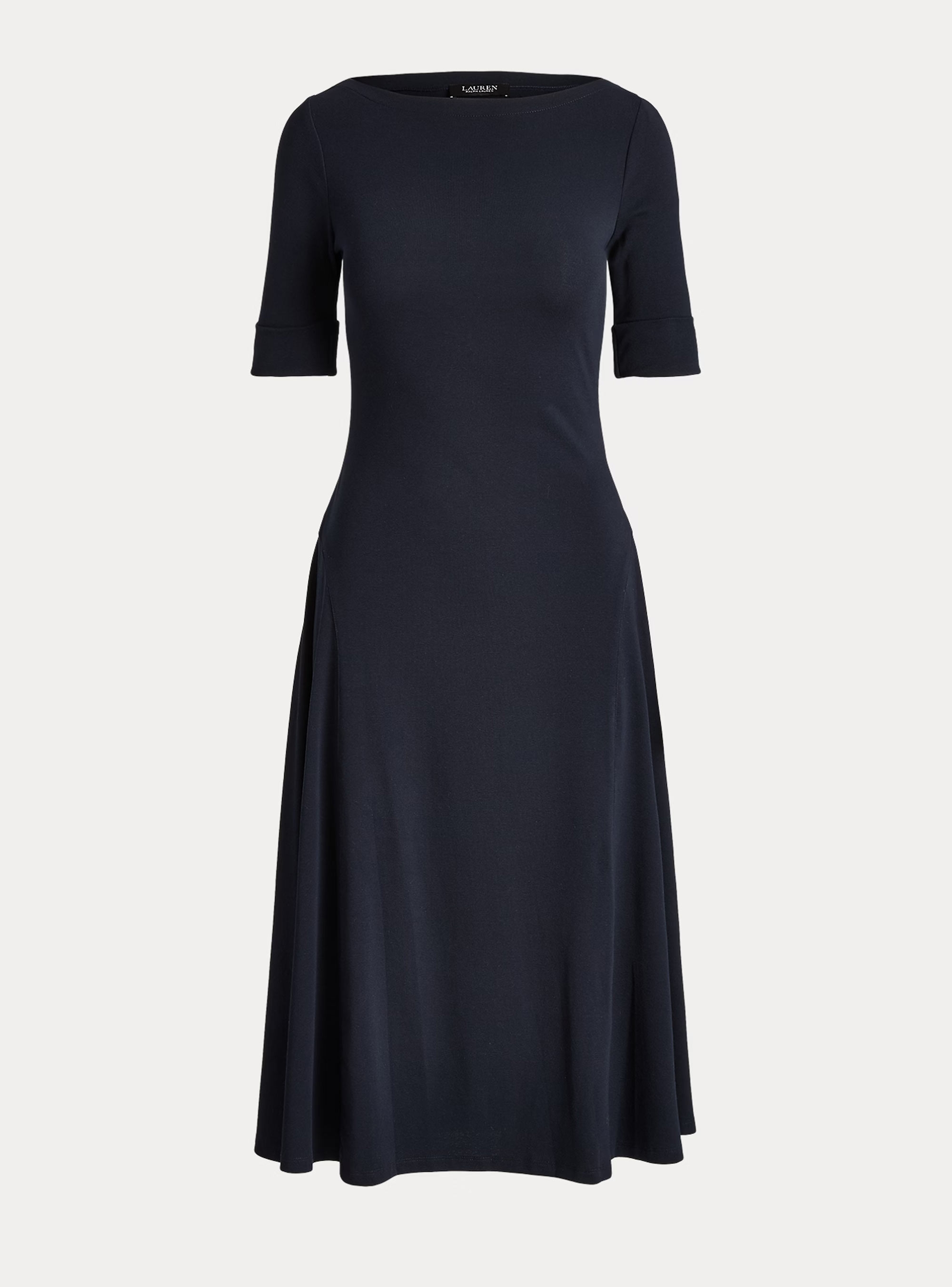 LAUREN Ralph Lauren Stretch Cotton Midi Dress - Navy