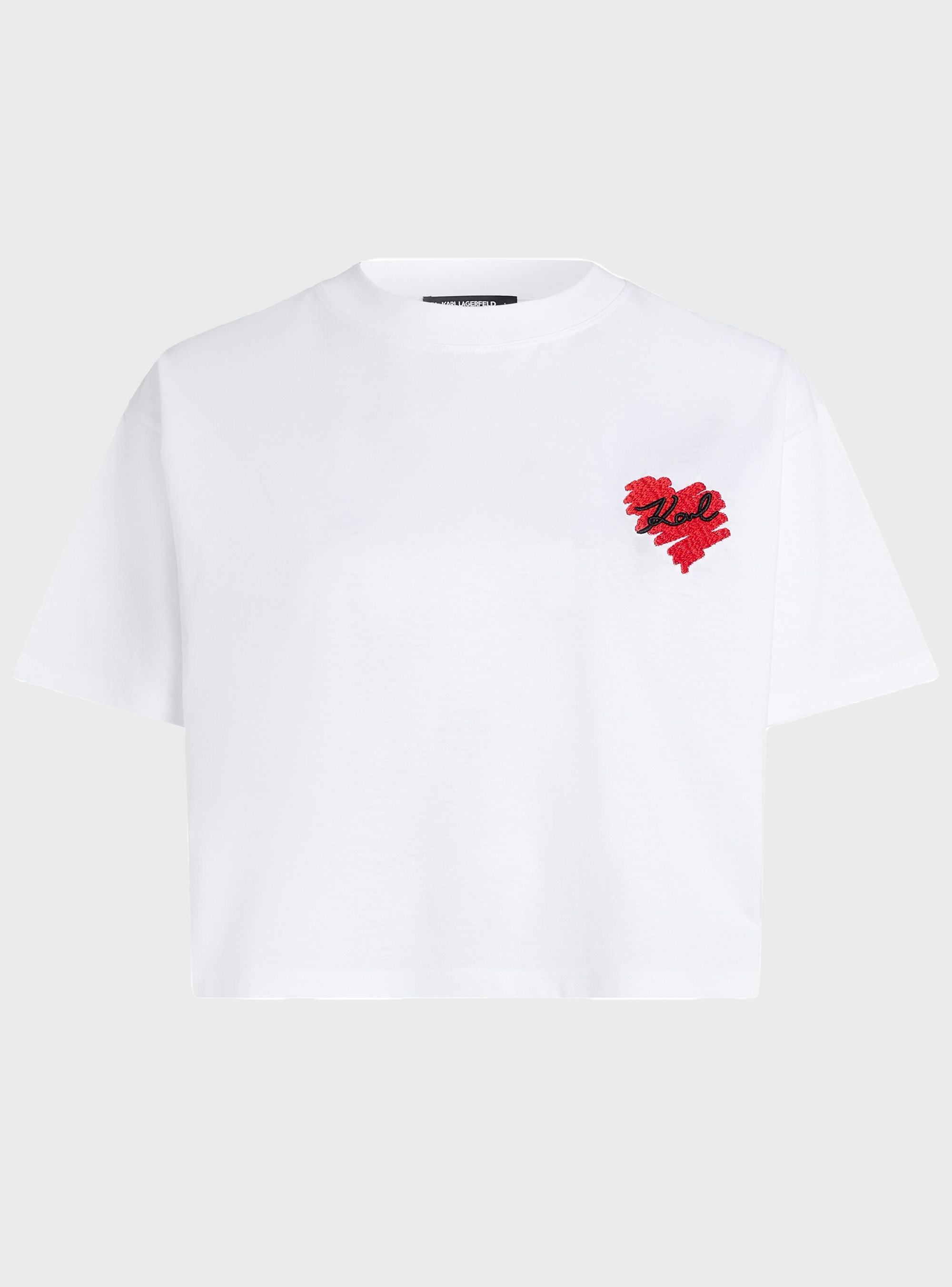 Karl Lagerfeld Hearts Cropped T-Shirt - White