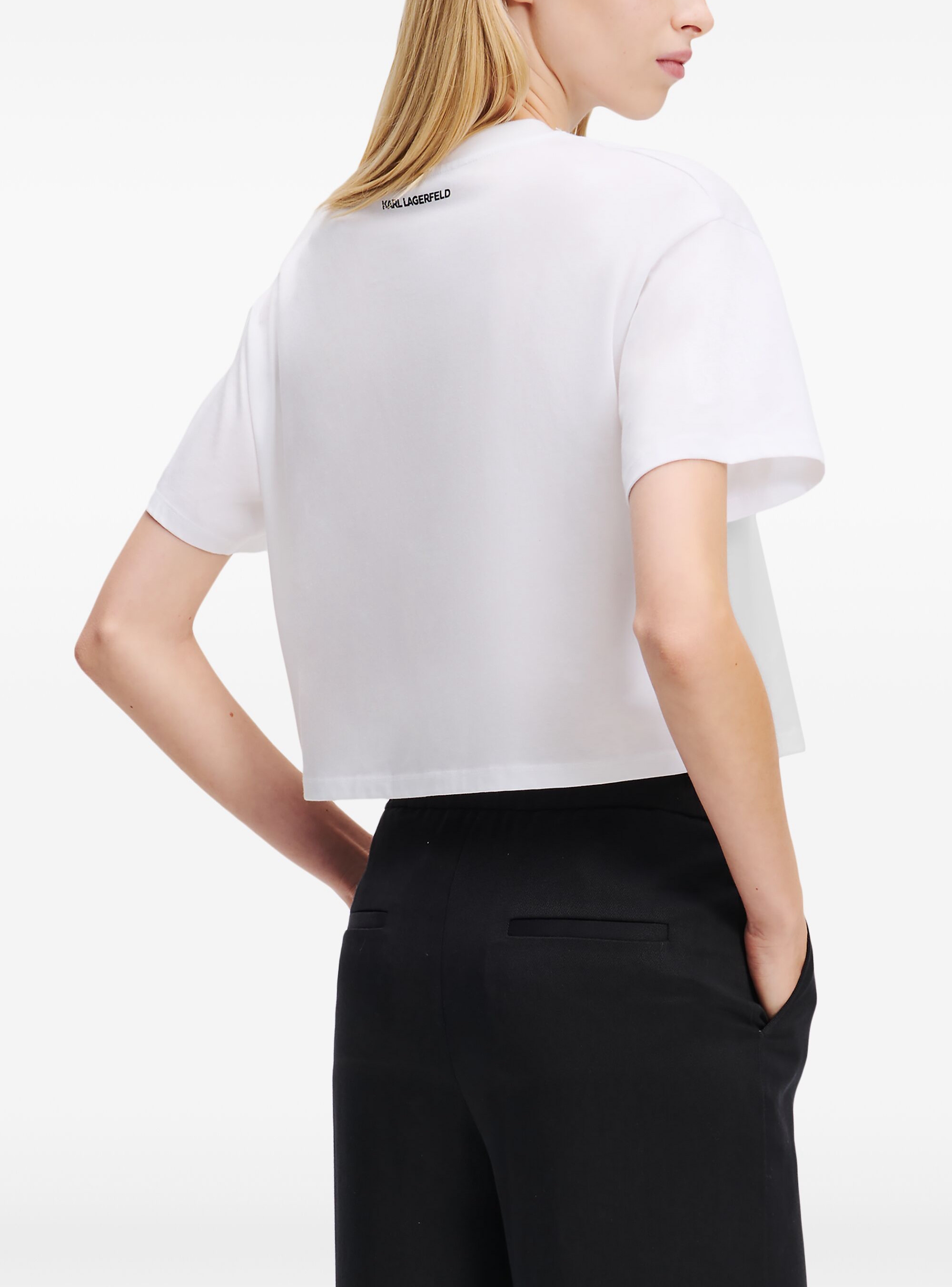 Karl Lagerfeld Hearts Cropped T-Shirt - White