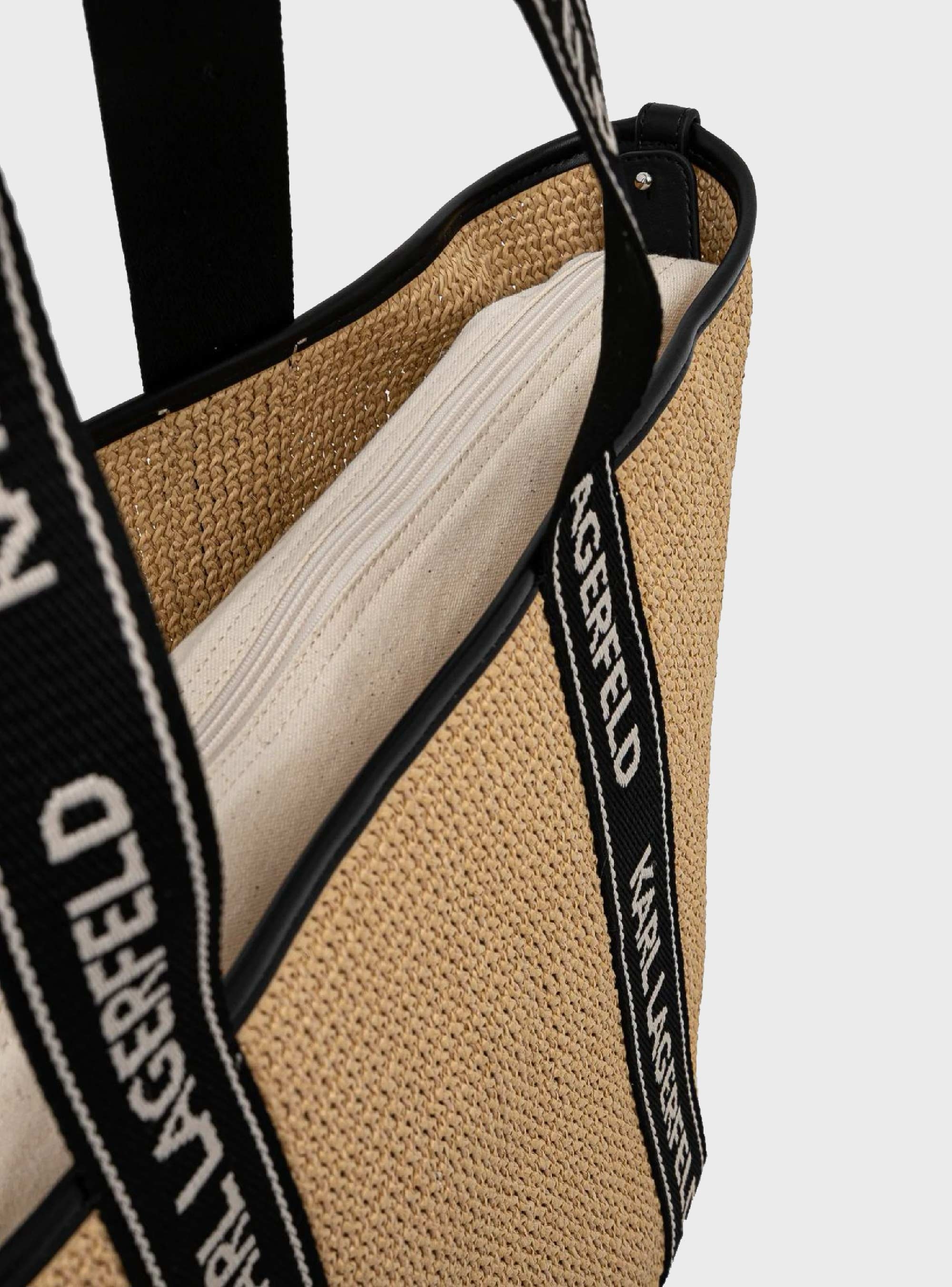 Karl Lagerfeld K/Essential Raffia Bag - Ecru