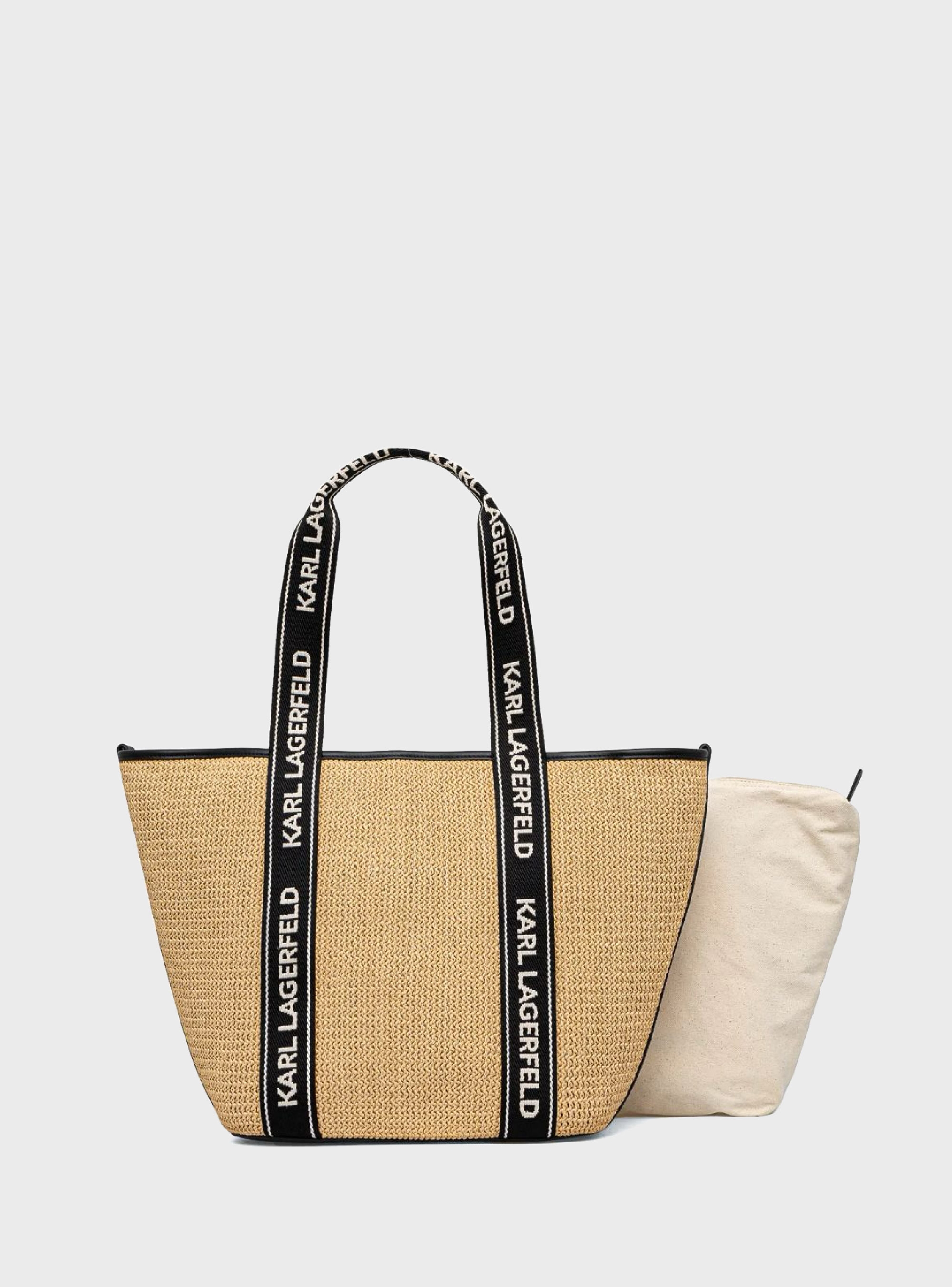 Karl Lagerfeld K/Essential Raffia Bag - Ecru