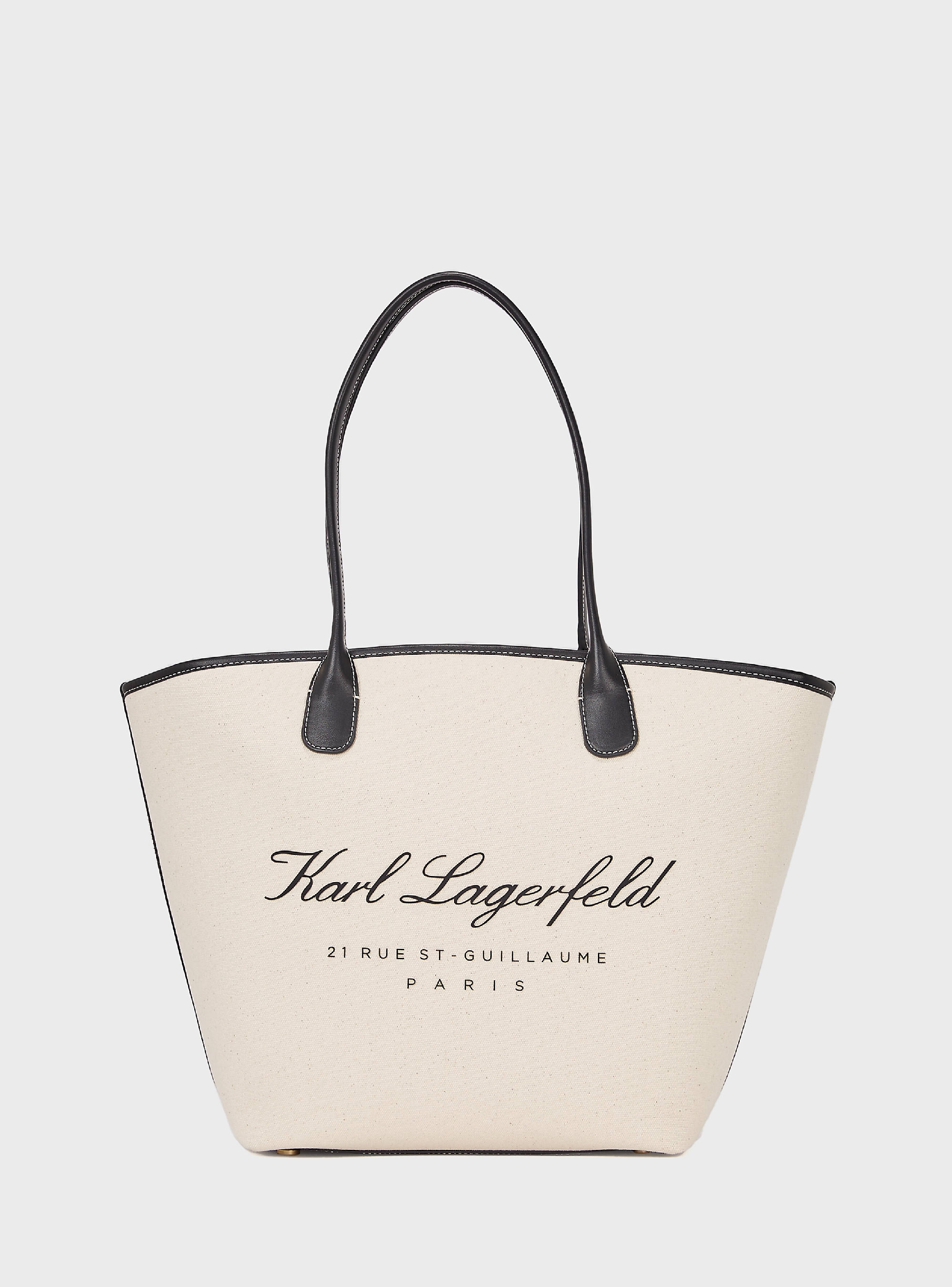 Karl Lagerfeld Hotel Karl  Medium Canvas Bag - Ecru