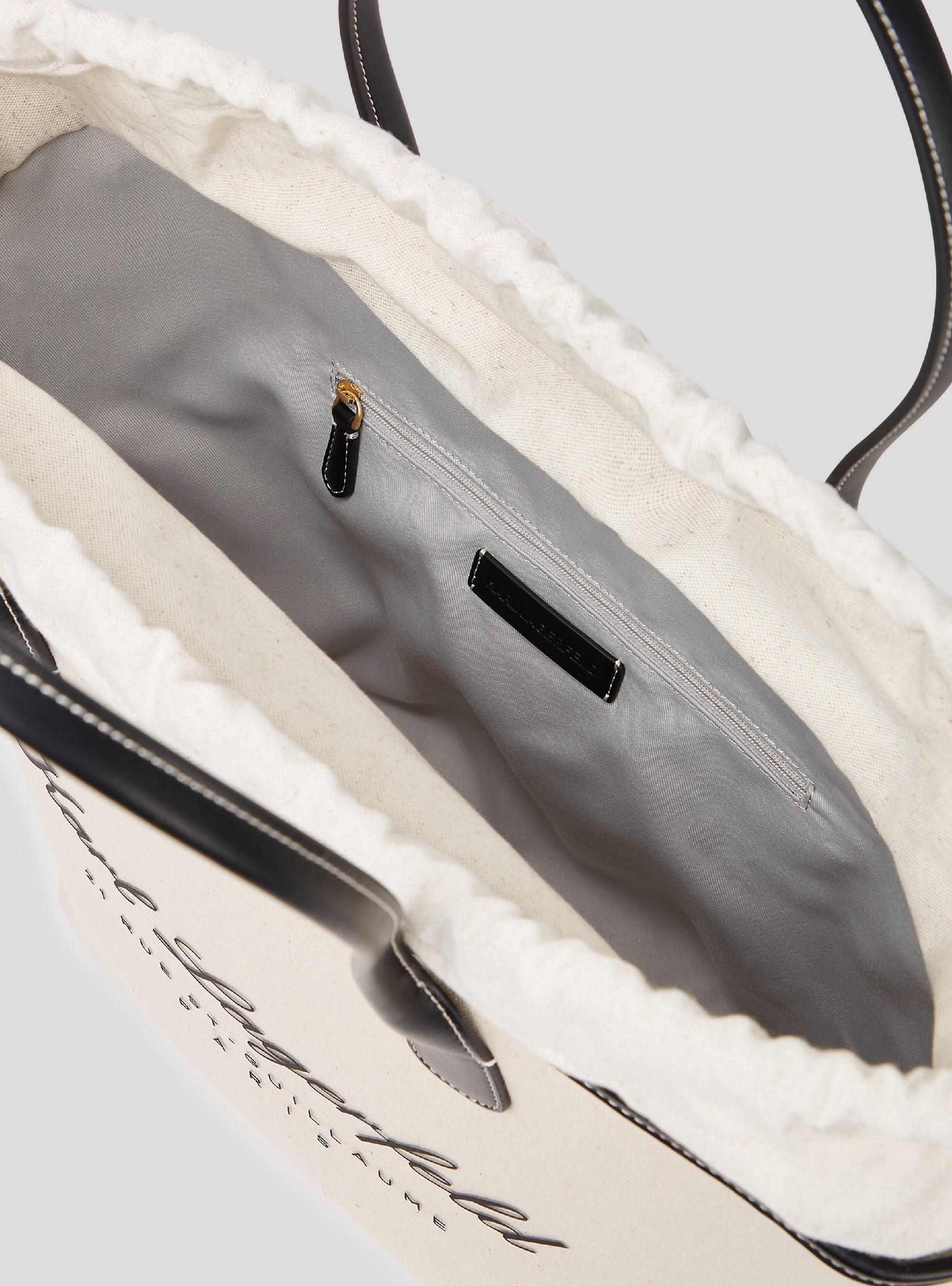 Karl Lagerfeld Hotel Karl  Medium Canvas Bag - Ecru