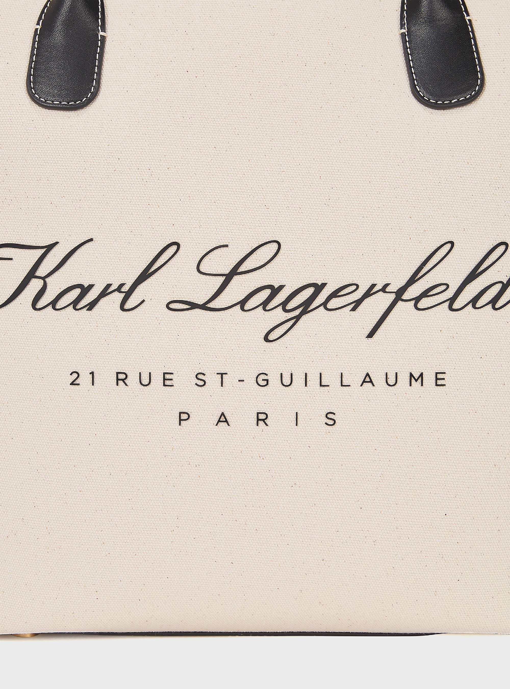 Karl Lagerfeld Hotel Karl  Medium Canvas Bag - Ecru