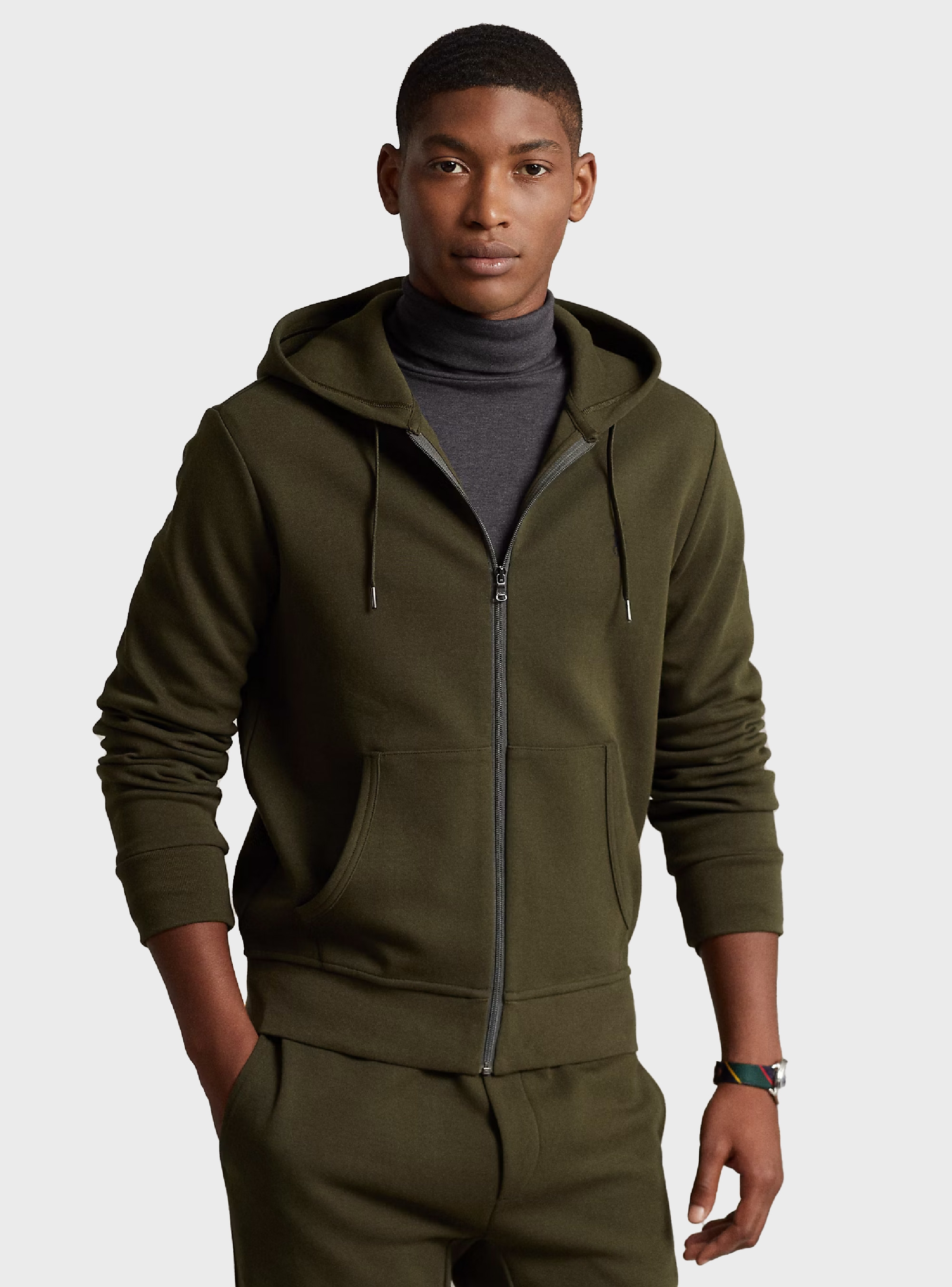 Polo Ralph Lauren Double-Knit Full-Zip Hoodie - Olive 