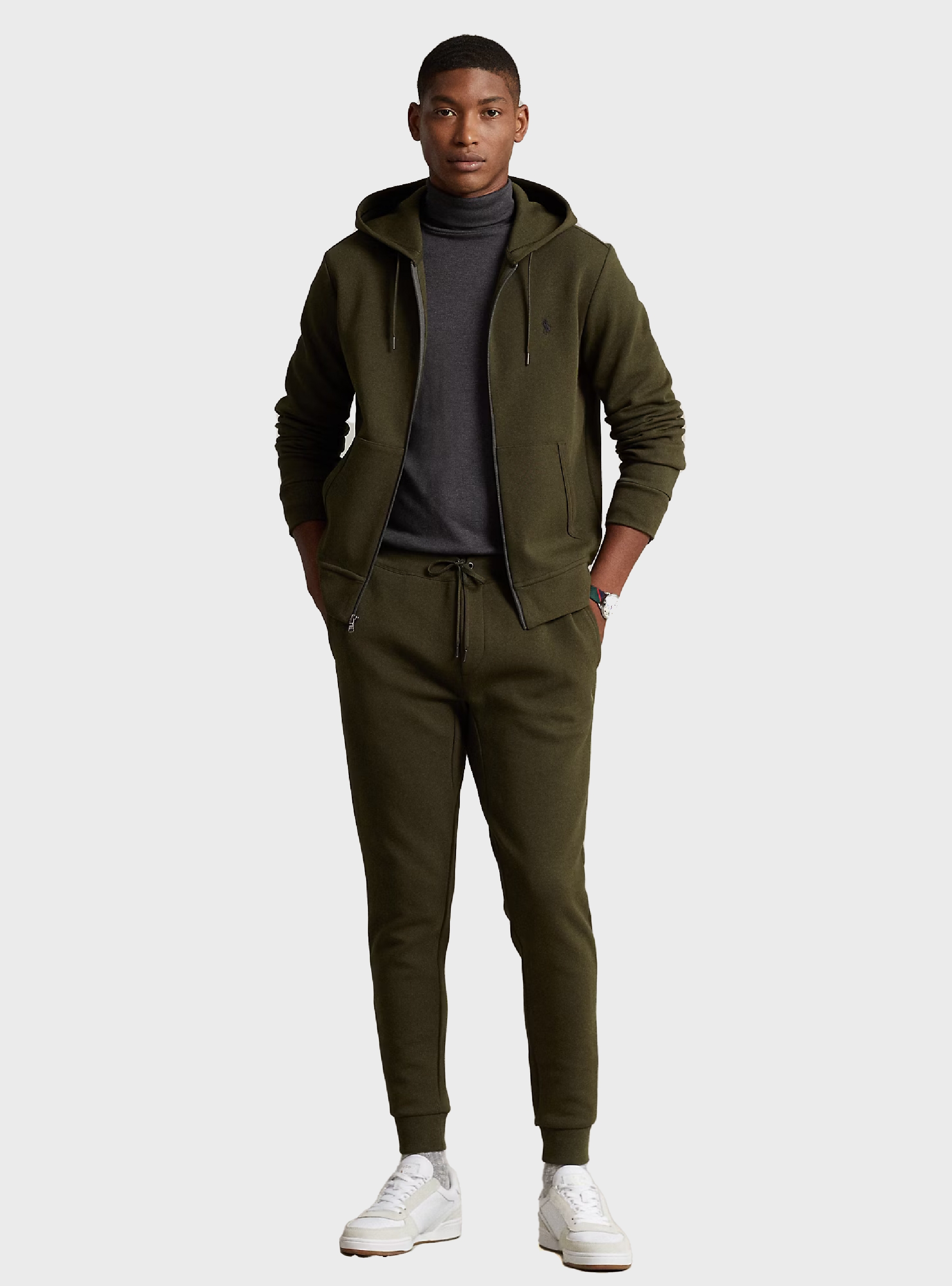 Polo Ralph Lauren Double-Knit Full-Zip Hoodie - Olive 