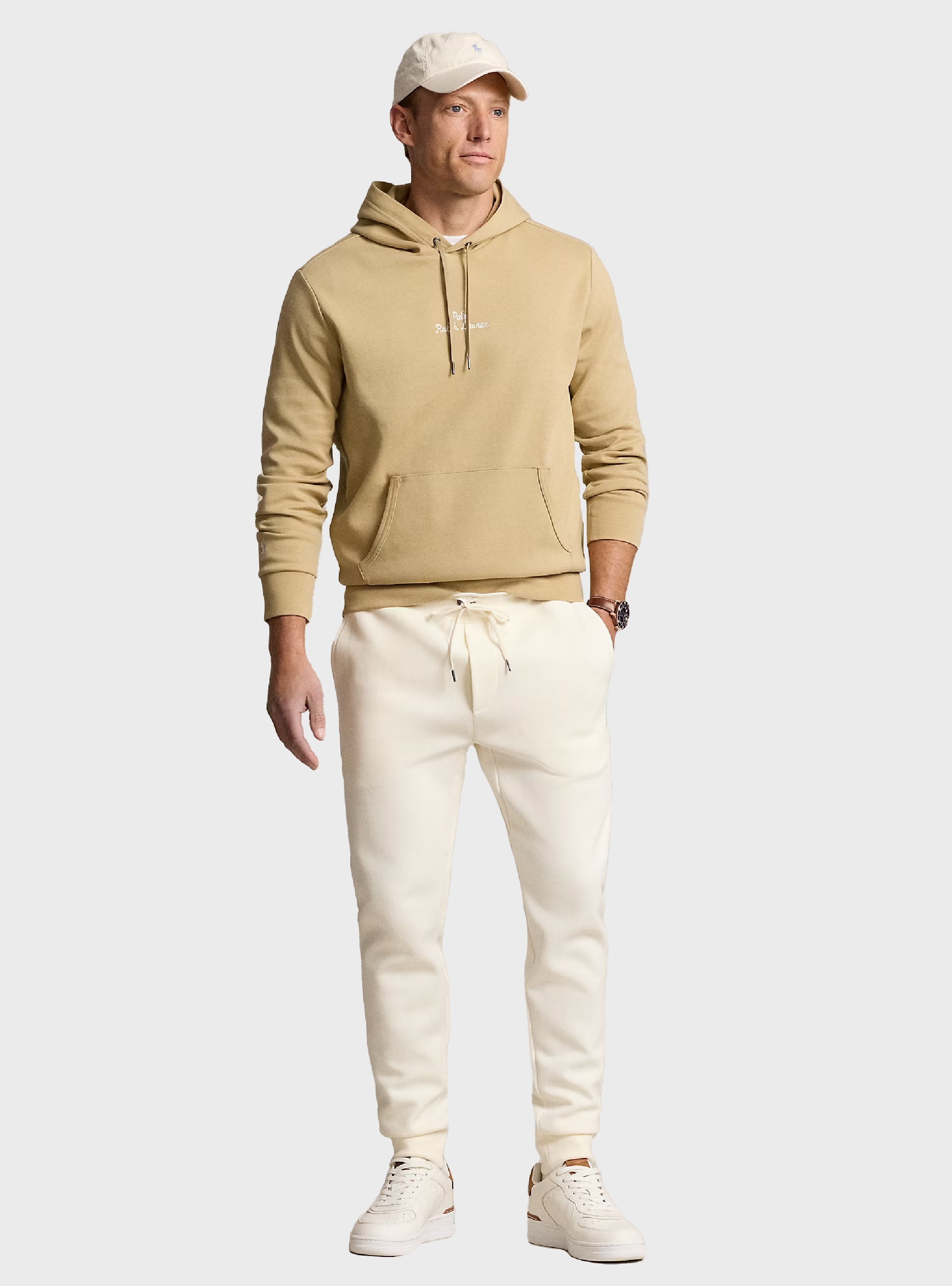 Polo Ralph Lauren Logo Double-Knit Hoodie - Dark Beige