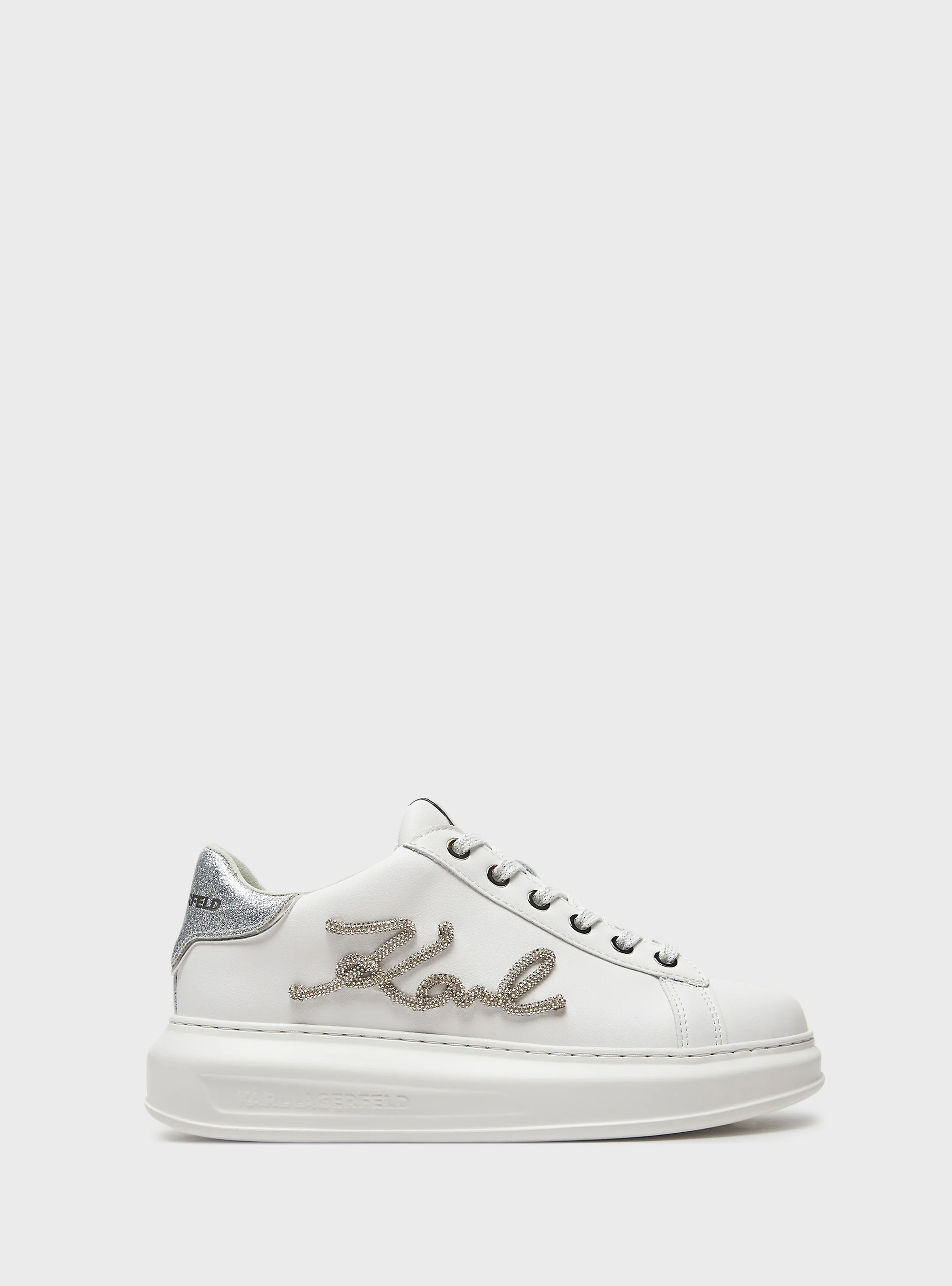 Karl Lagerfeld Kapri Signia Rhinestone Low Top Sneakers - White