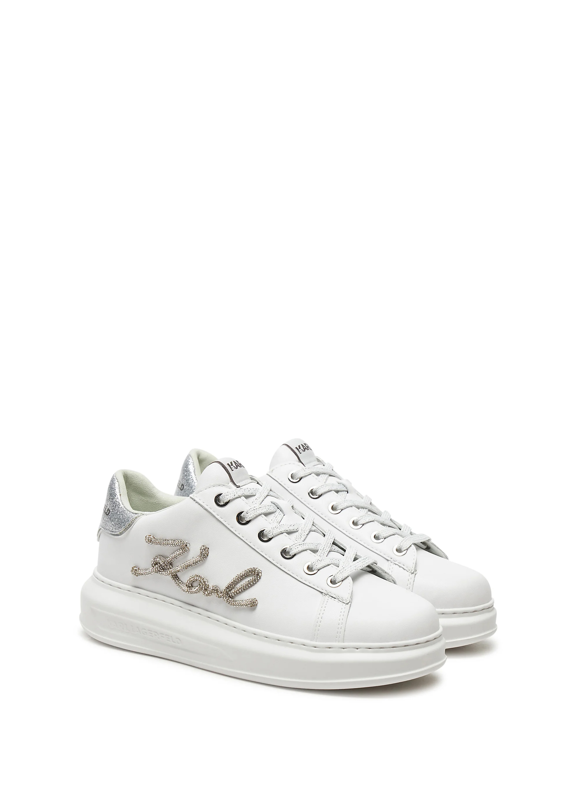 Karl Lagerfeld Kapri Signia Rhinestone Low Top Sneakers - White