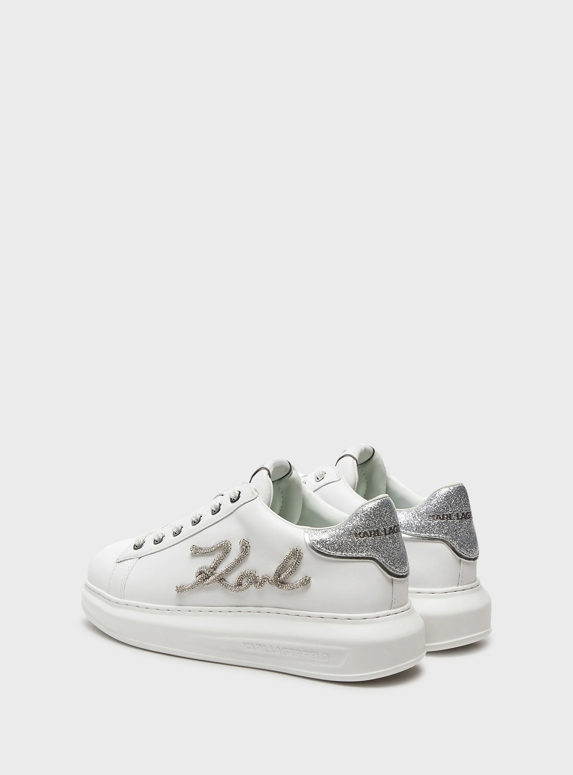 Karl Lagerfeld Kapri Signia Rhinestone Low Top Sneakers - White