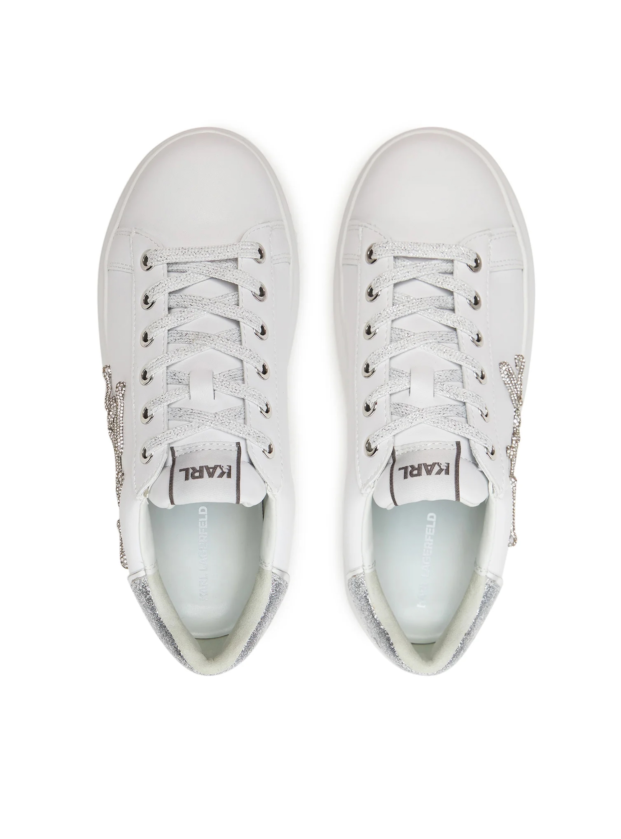 Karl Lagerfeld Kapri Signia Rhinestone Low Top Sneakers - White