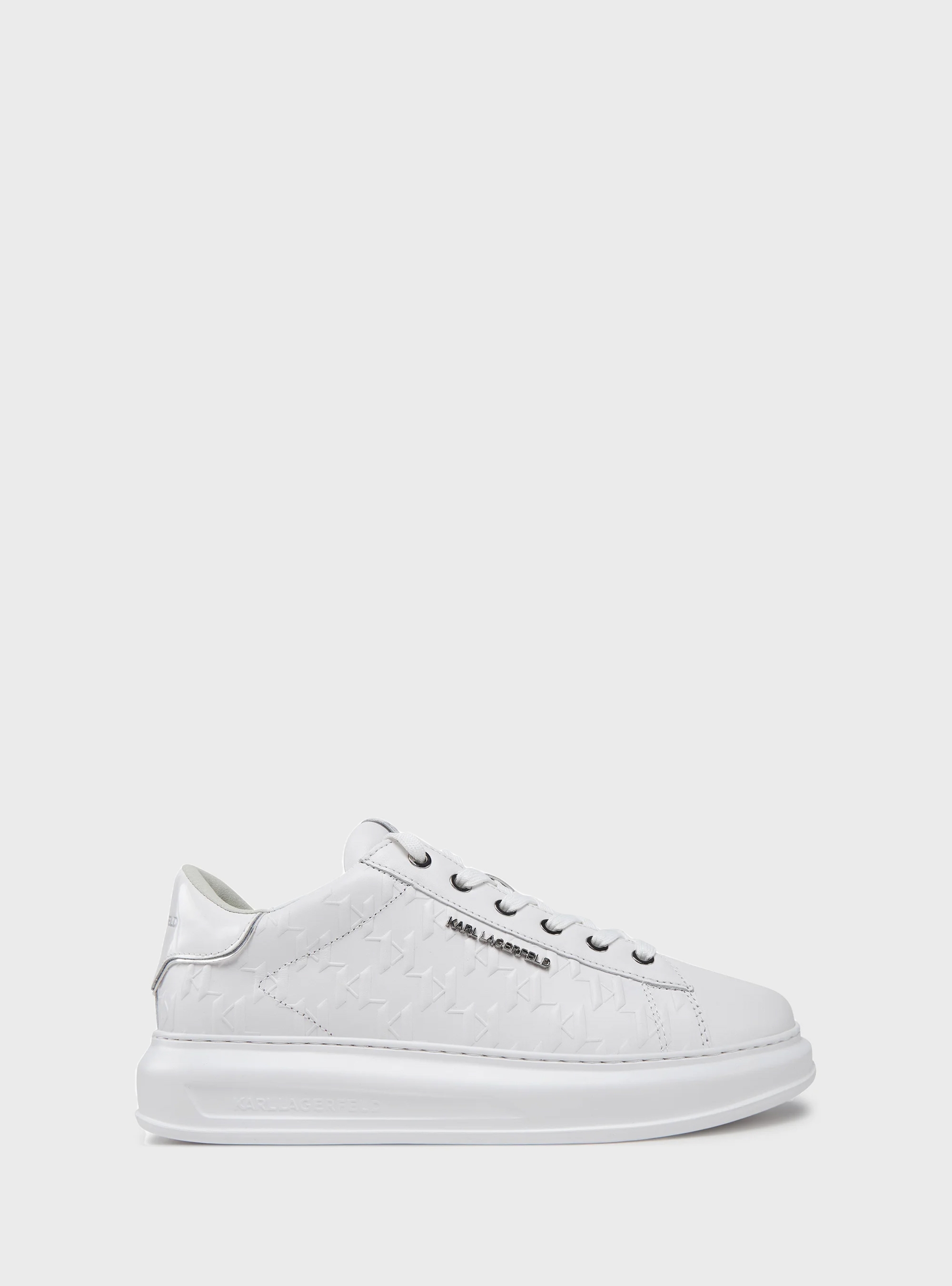 Karl Lagerfeld Kapri Mens Monogram Emboss Low Top Sneakers - White