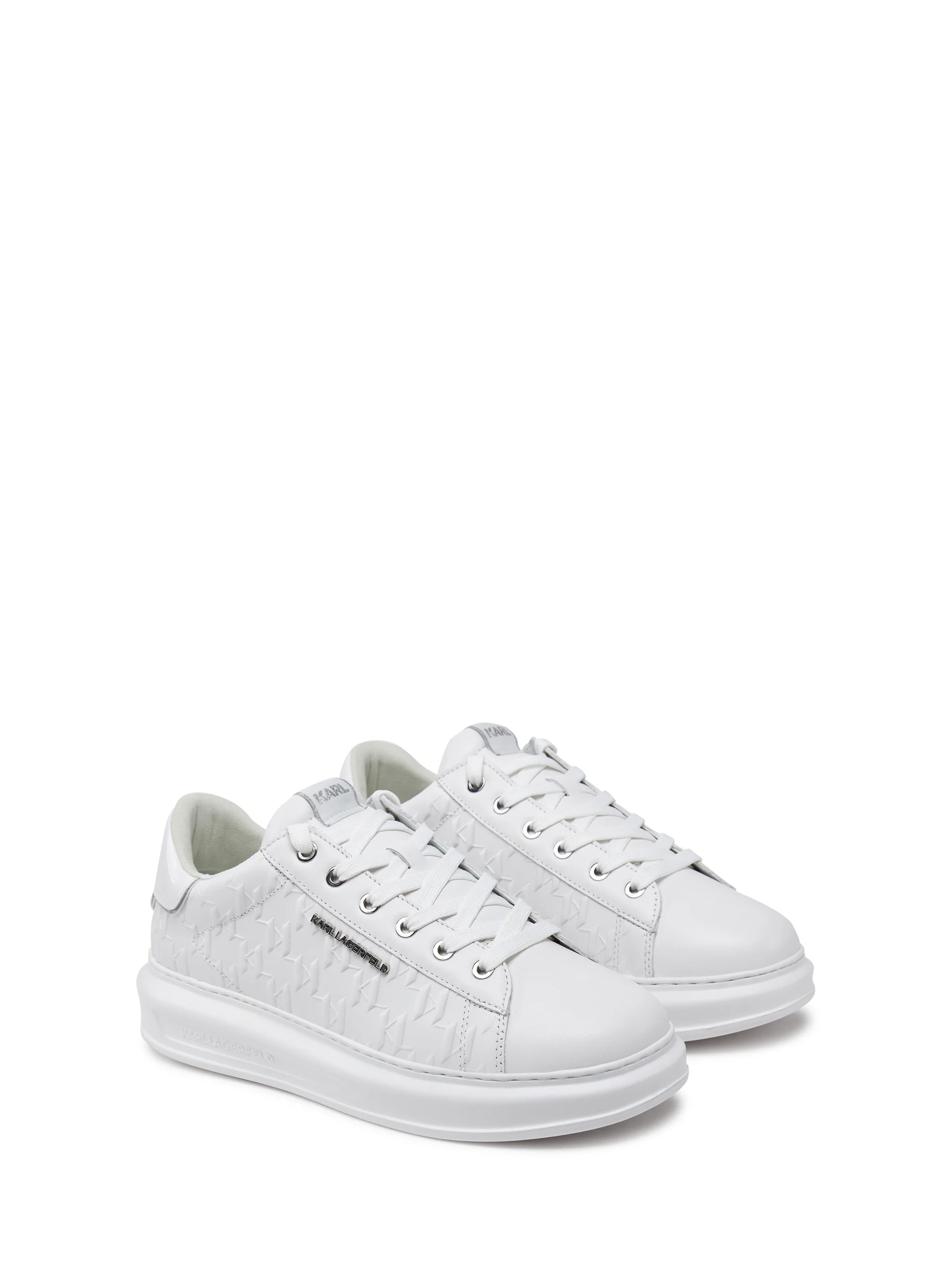 Karl Lagerfeld Kapri Mens Monogram Emboss Low Top Sneakers - White