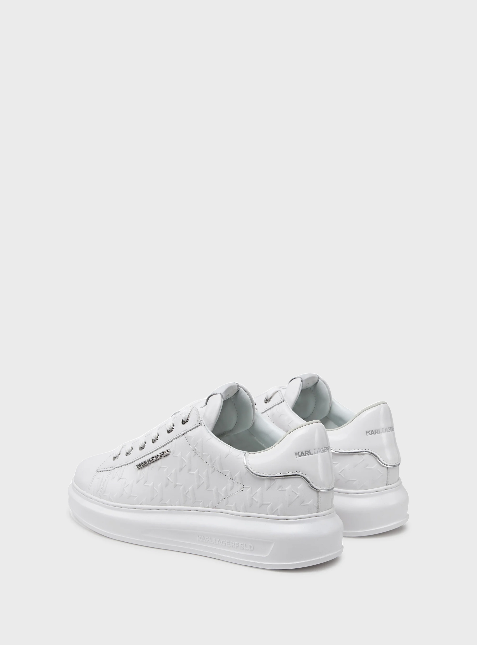 Karl Lagerfeld Kapri Mens Monogram Emboss Low Top Sneakers - White