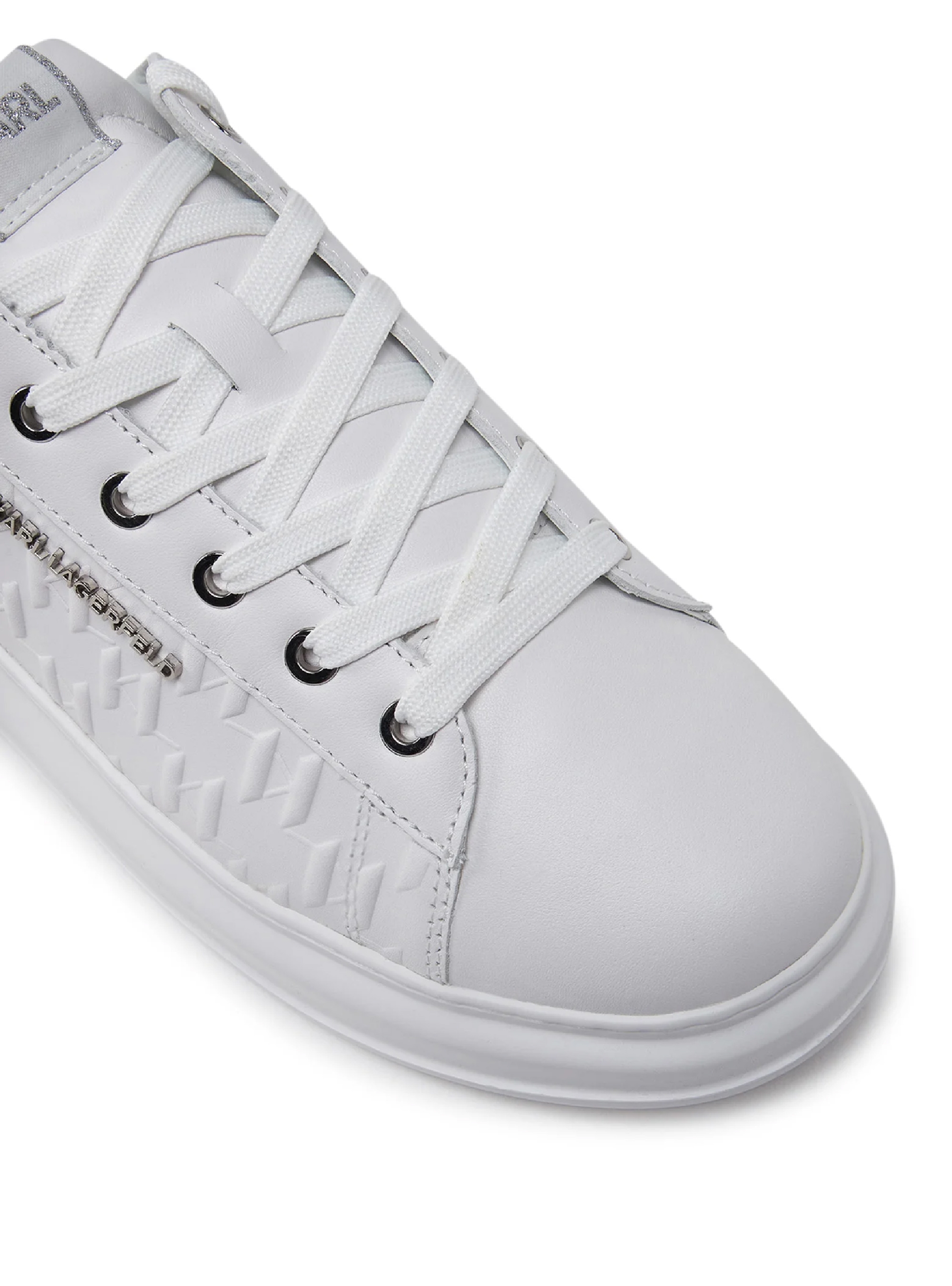 Karl Lagerfeld Kapri Mens Monogram Emboss Low Top Sneakers - White