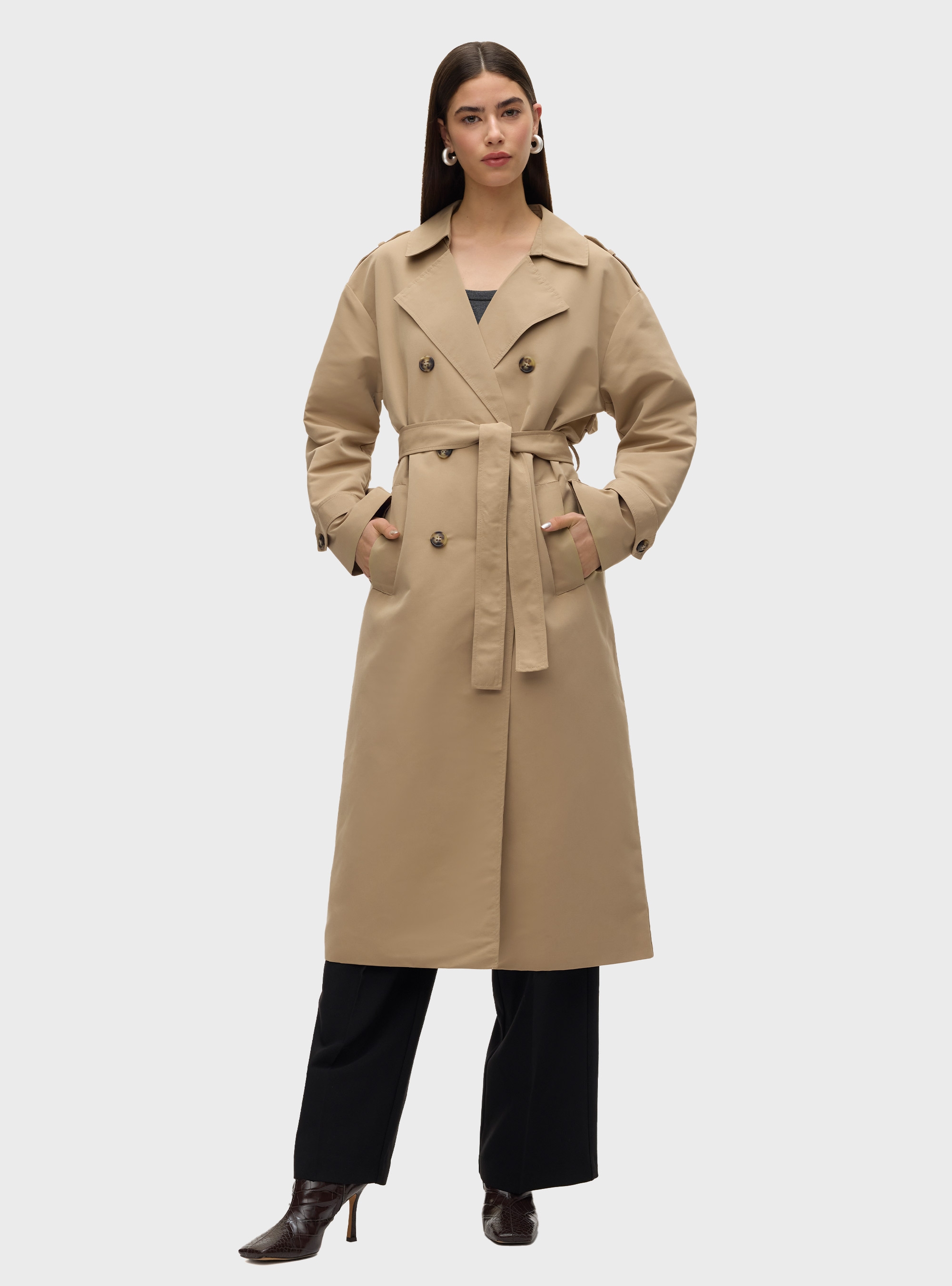 Vero Moda Chloe Long Trenchcoat - Beige