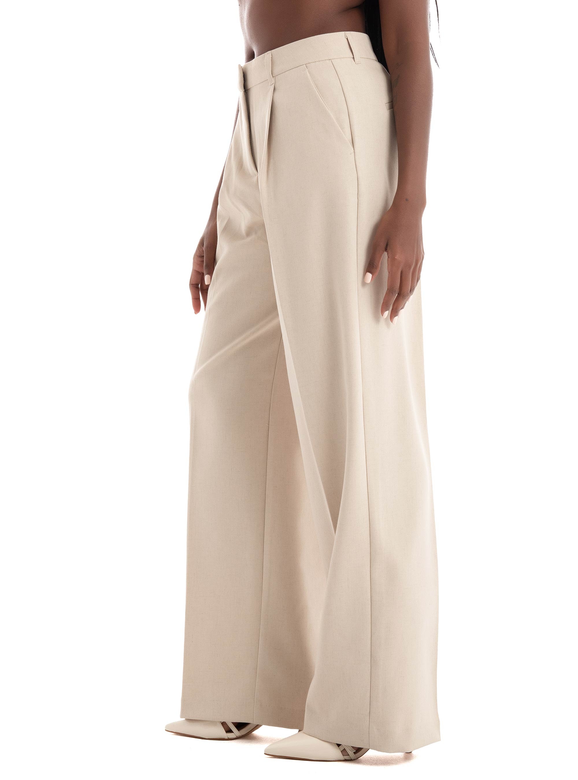 JJXX Ellis Structured Wide High Waist Pants - Beige
