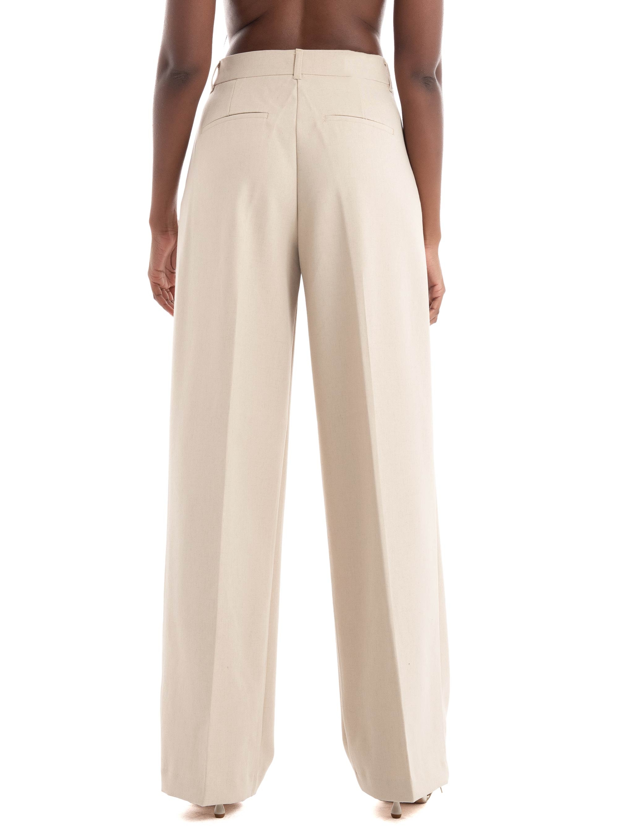 JJXX Ellis Structured Wide High Waist Pants - Beige