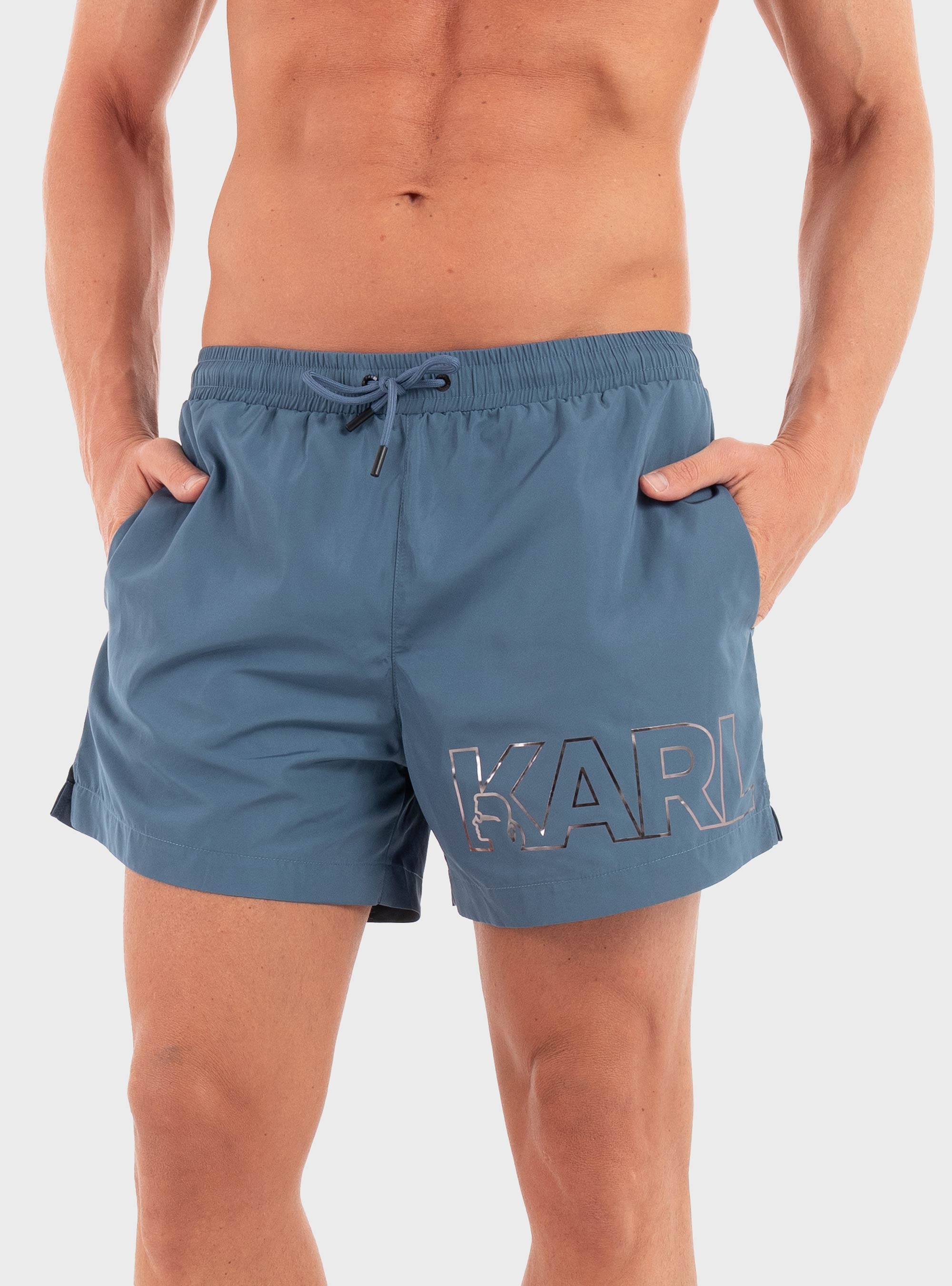Karl Lagerfeld Metallic Logo Short Boardshort - Blue