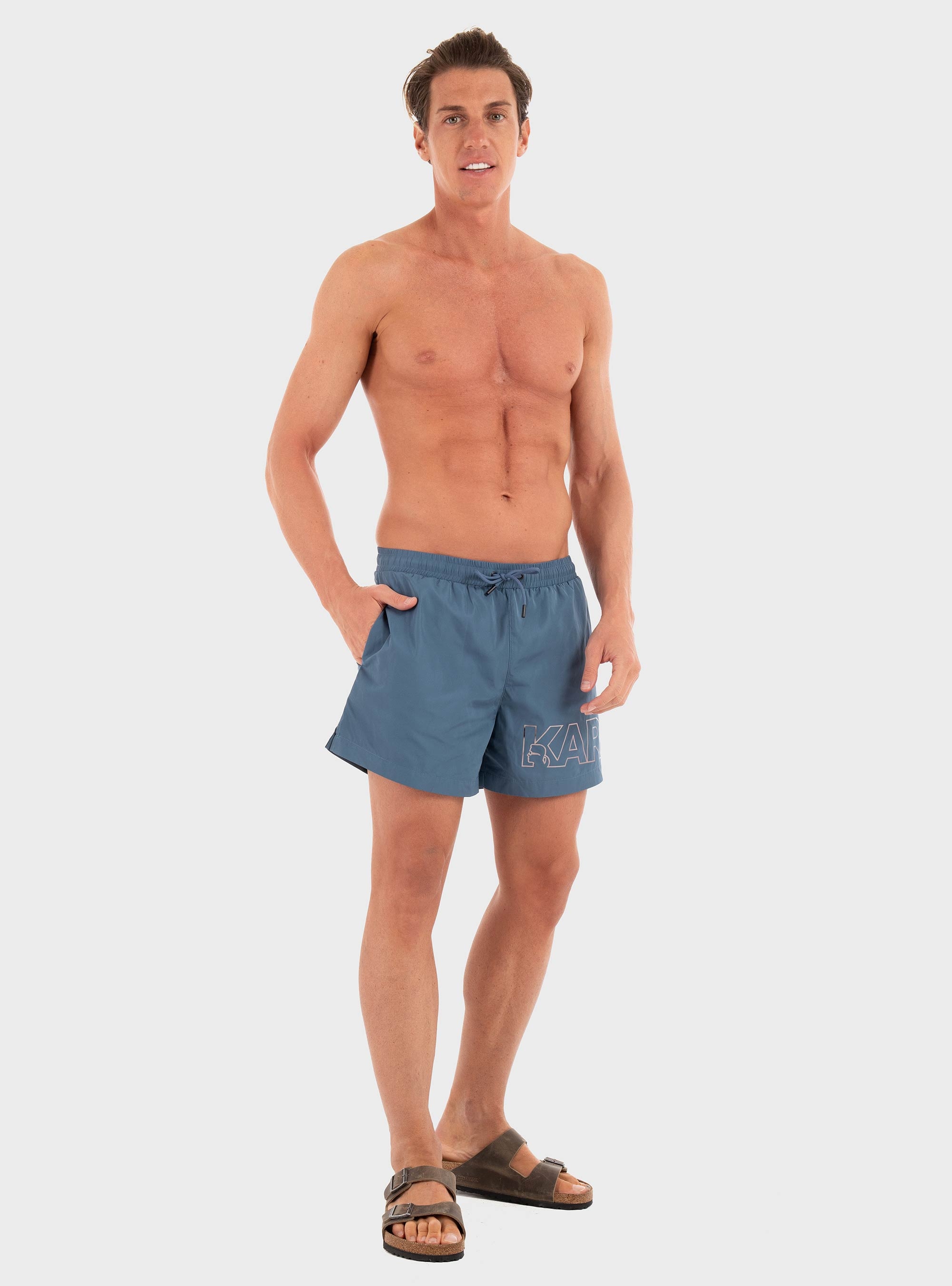 Karl Lagerfeld Metallic Logo Short Boardshort - Blue