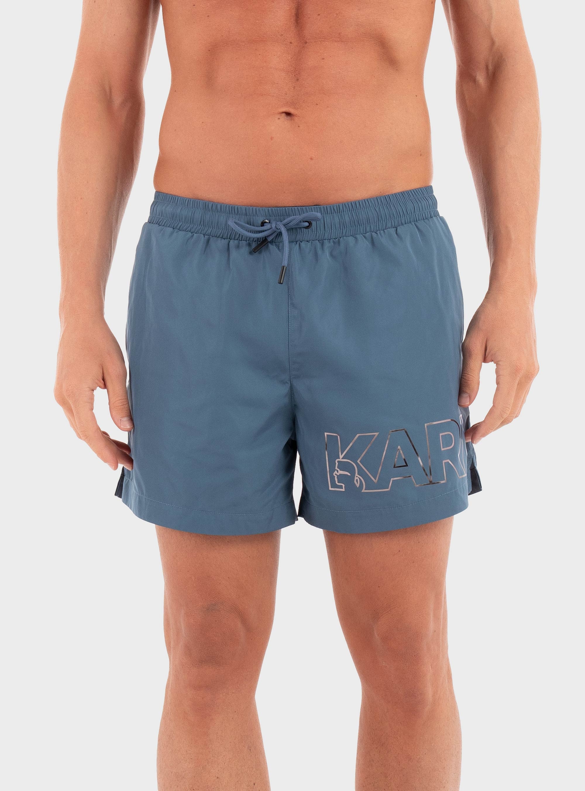 Karl Lagerfeld Metallic Logo Short Boardshort - Blue