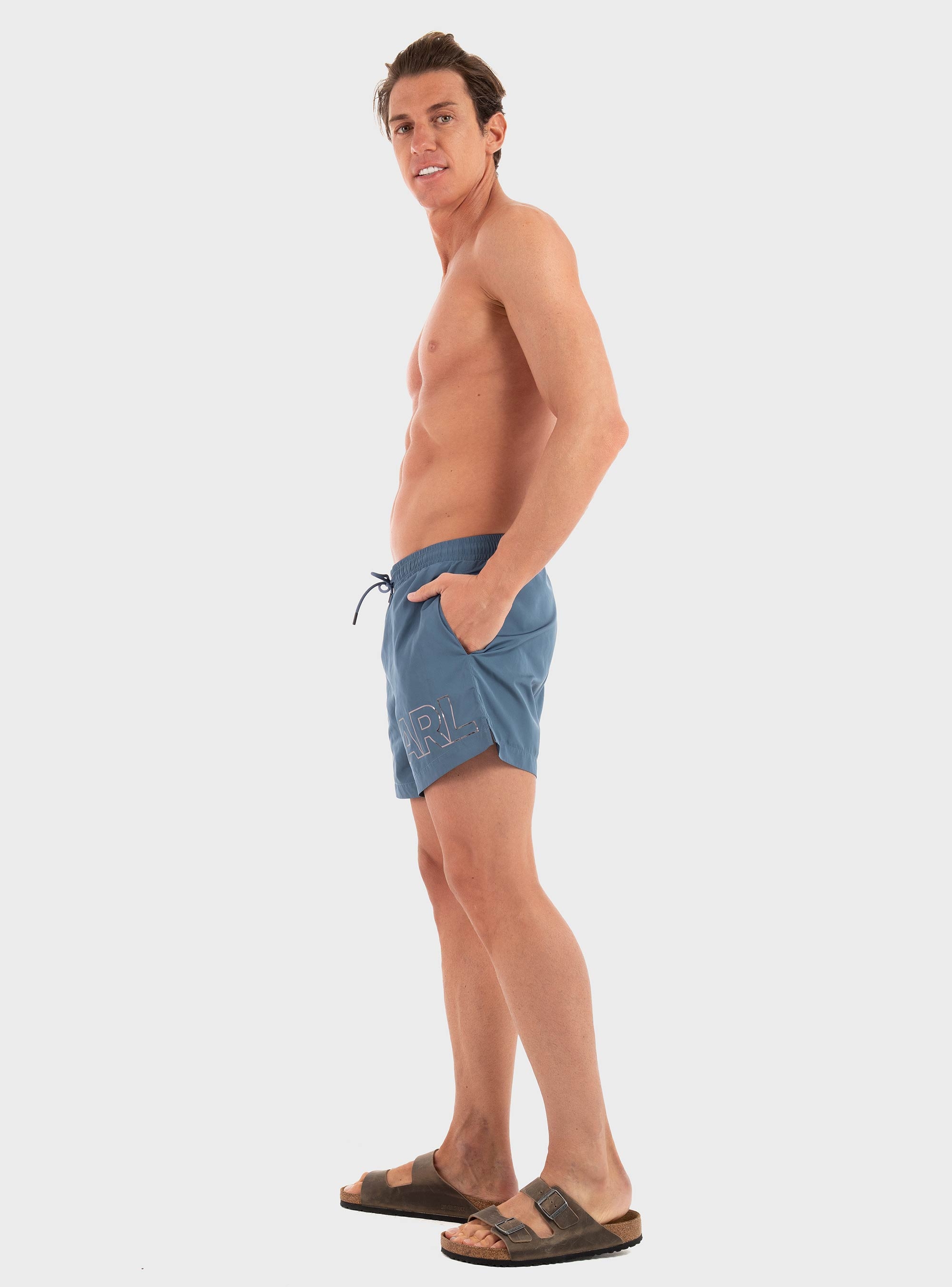 Karl Lagerfeld Metallic Logo Short Boardshort - Blue