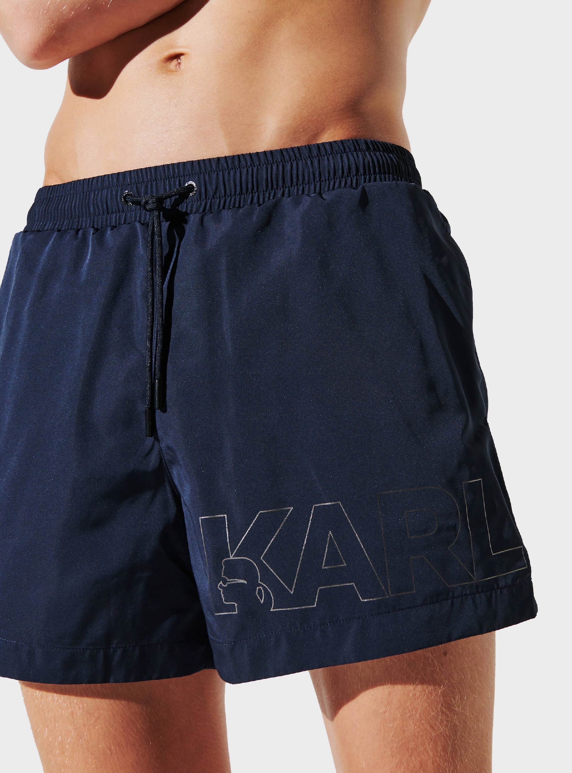Karl Lagerfeld Metallic Logo Short Boardshort - Black