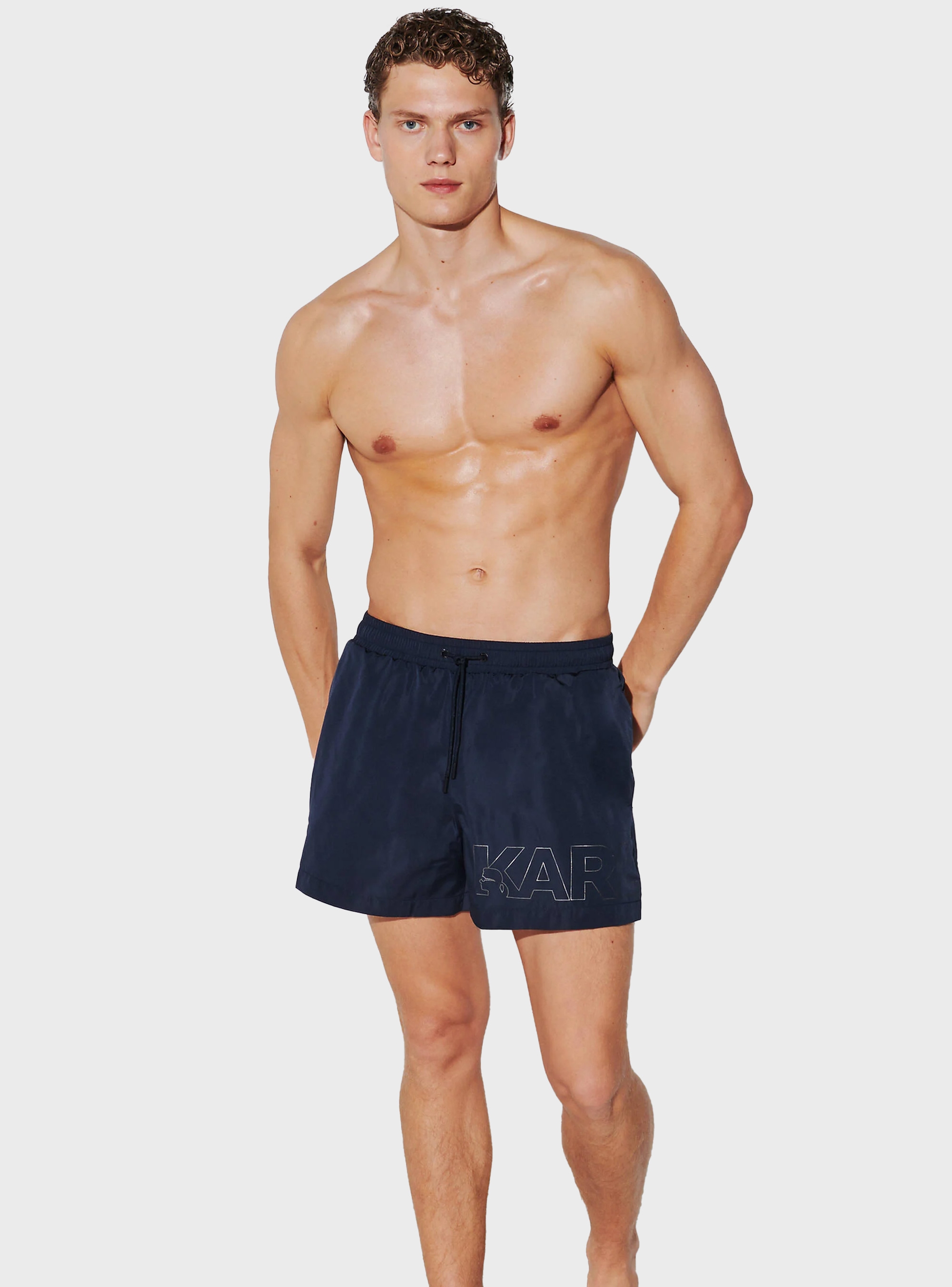 Karl Lagerfeld Metallic Logo Short Boardshort - Black