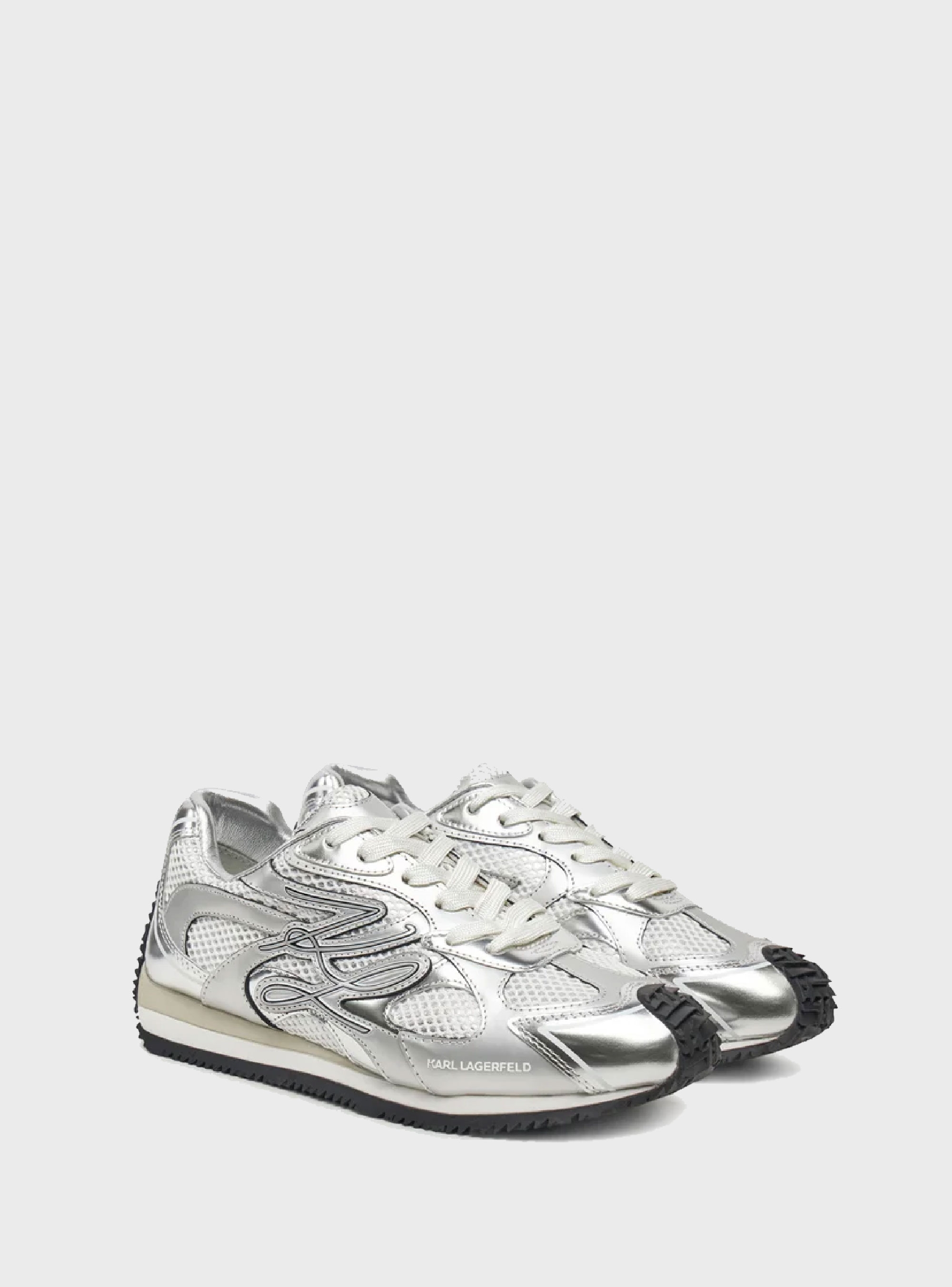 Karl Lagerfeld Velocette Autograph Overlay Sneakers - Silver