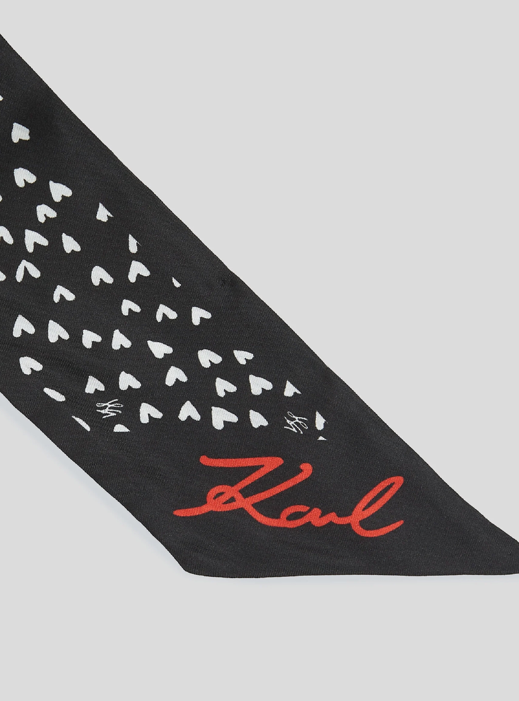 Karl Lagerfeld K/Hearts Thin Silk Scarf Gp - Black & White