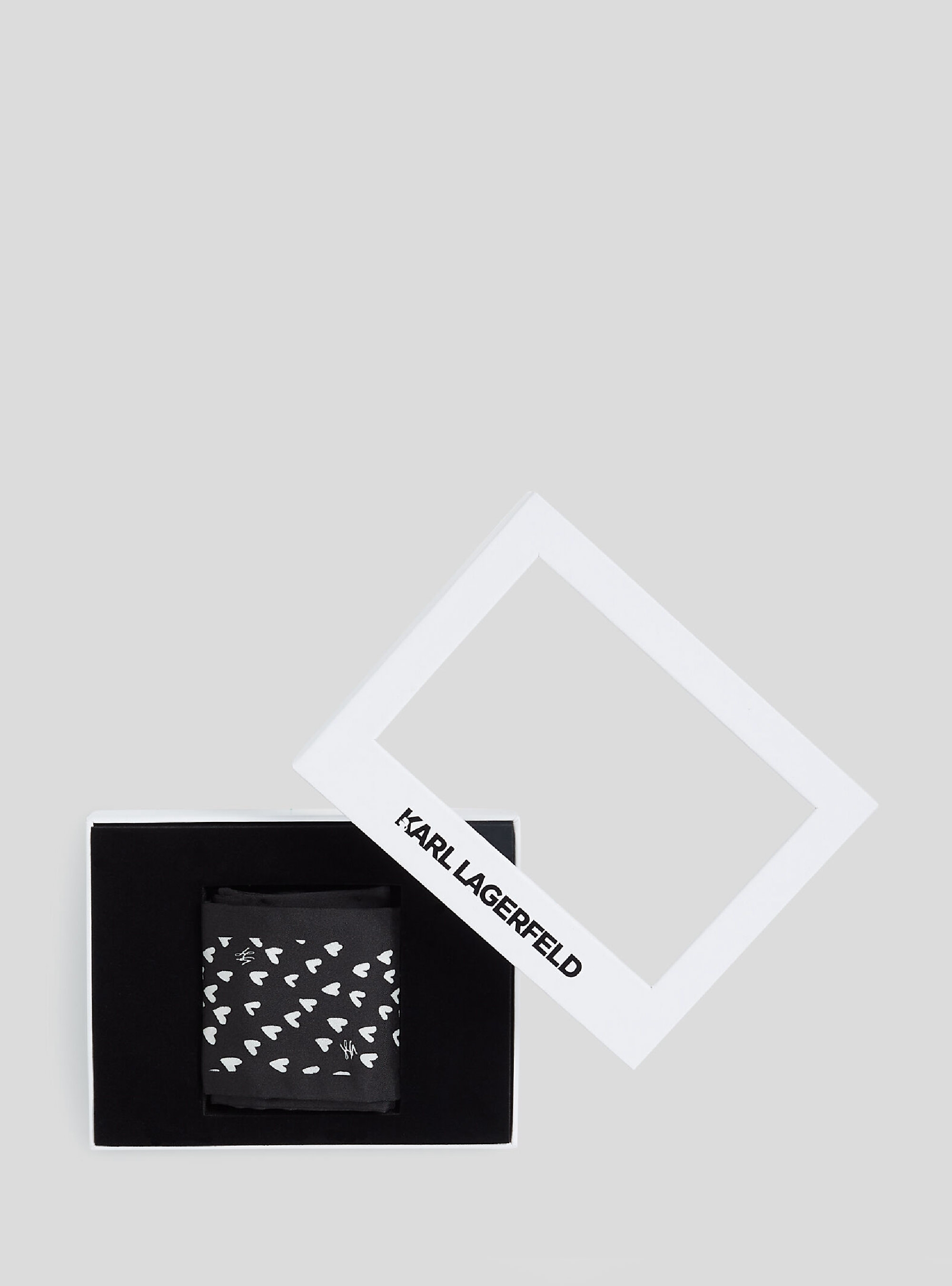 Karl Lagerfeld K/Hearts Thin Silk Scarf Gp - Black & White