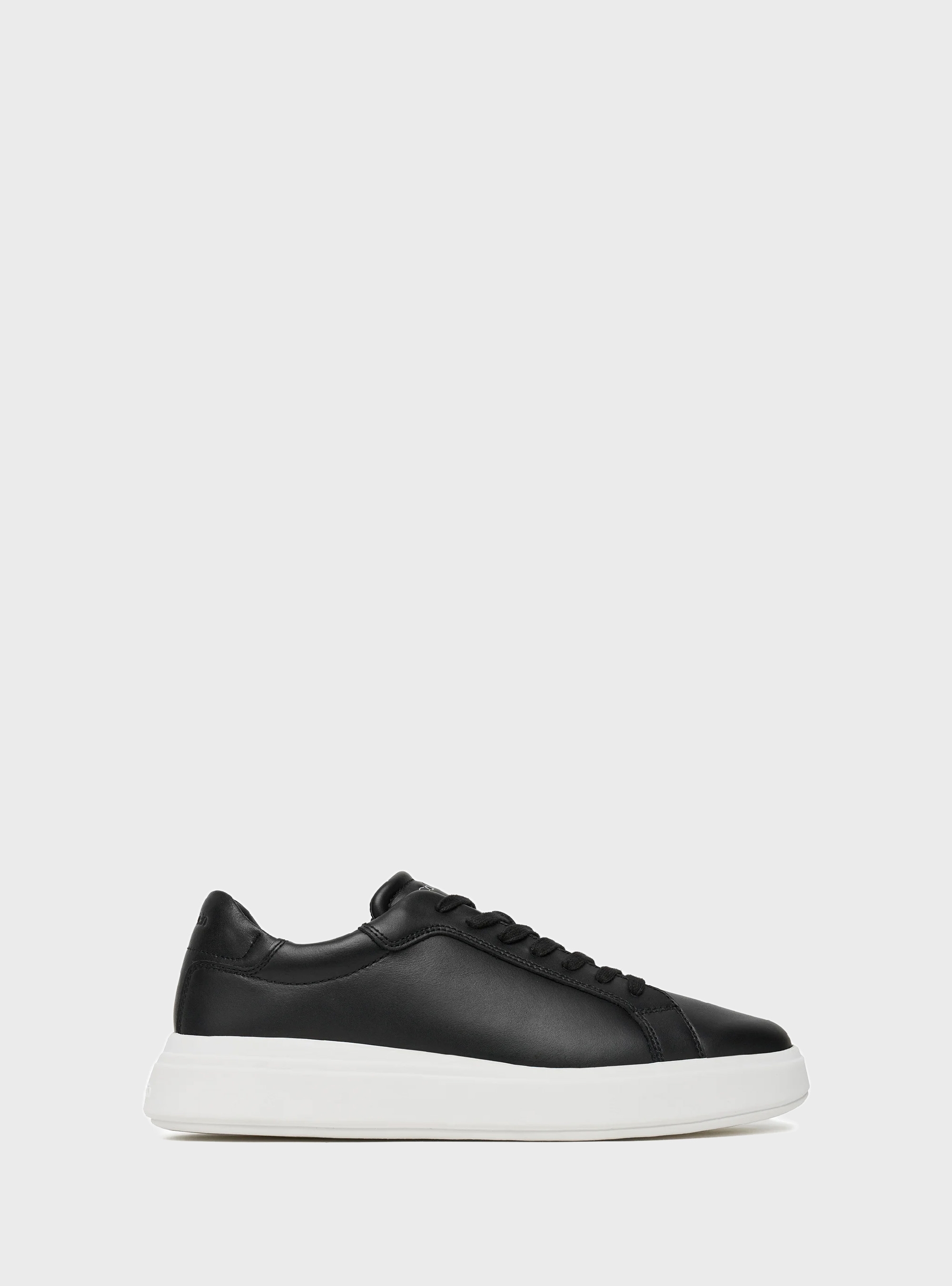 Calvin Klein Low Top Lace Up Leather Sneakers - Black