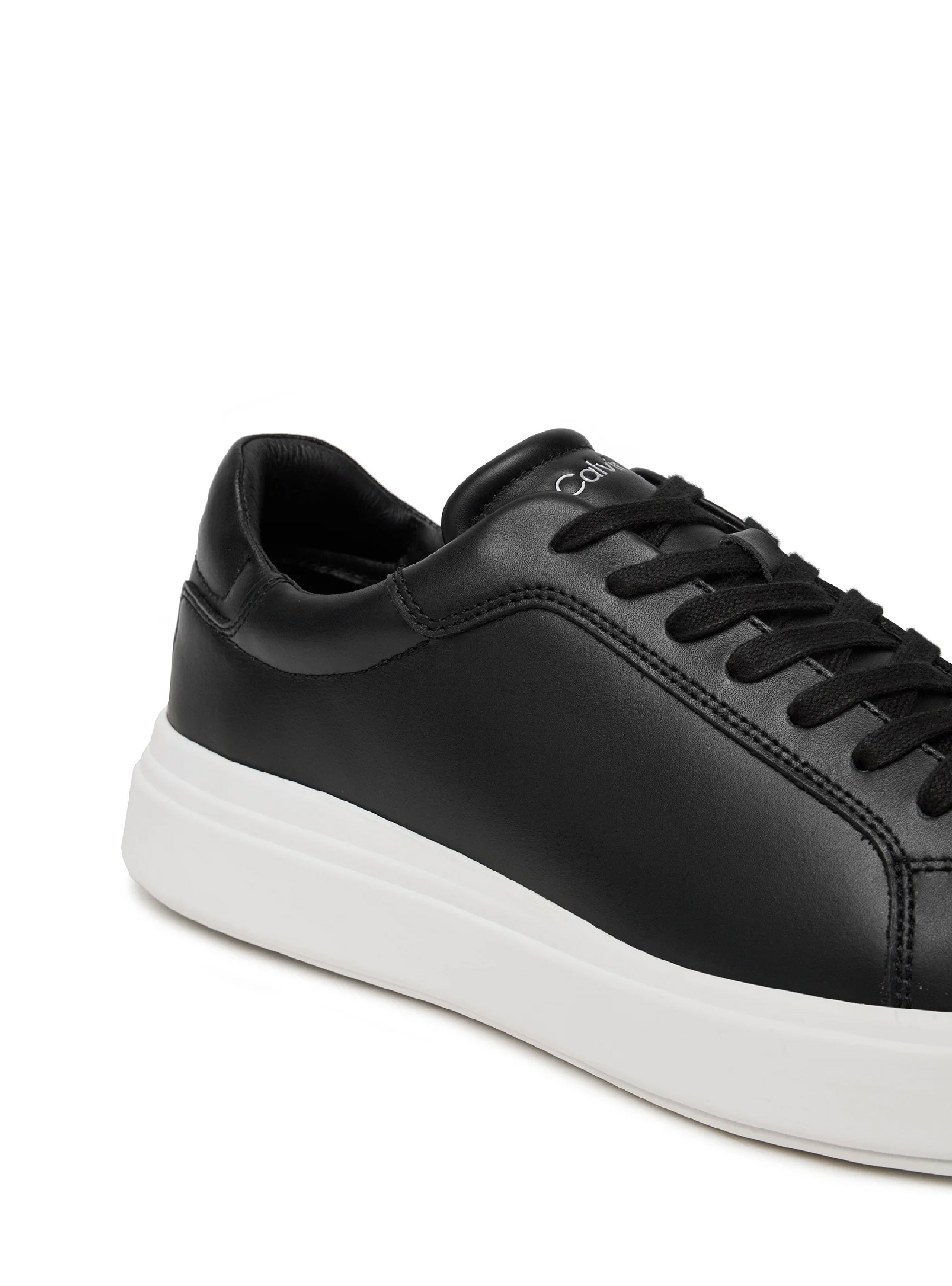 Calvin Klein Low Top Lace Up Leather Sneakers - Black