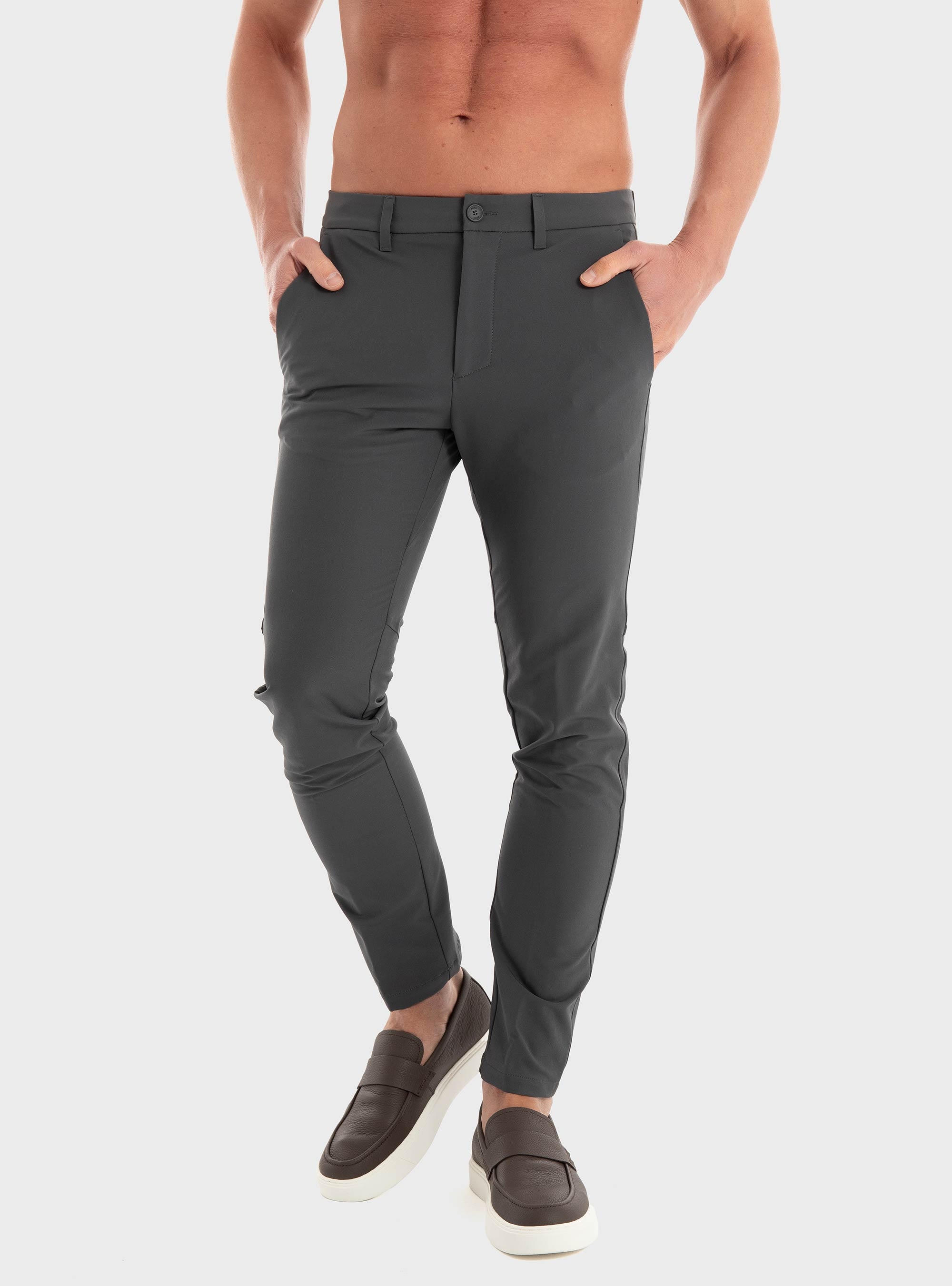 BOSS Slim Fit Water Repellent Trousers T_Commuter-Slim - Dark Grey