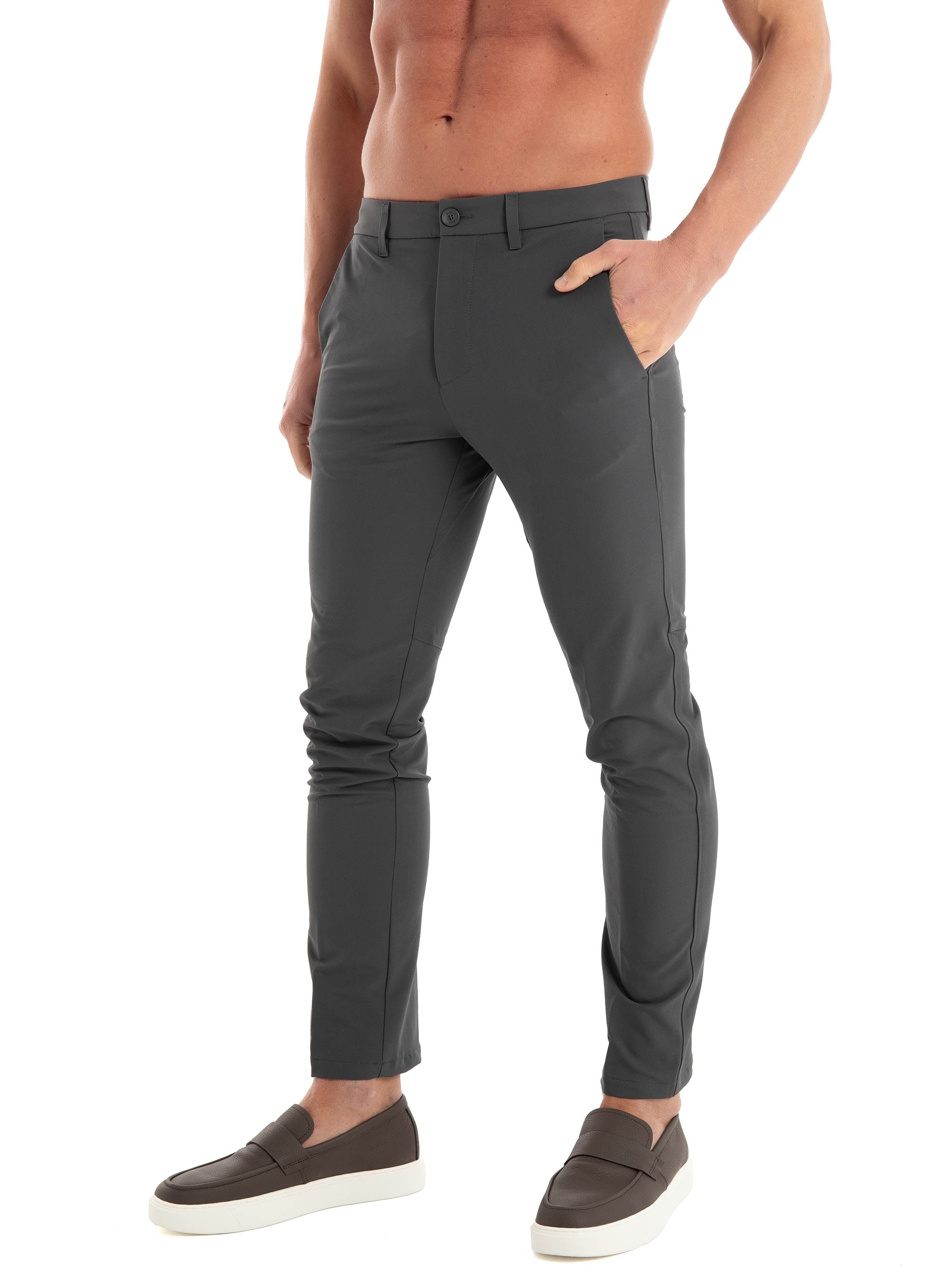 BOSS Slim Fit Water Repellent Trousers T_Commuter-Slim - Dark Grey