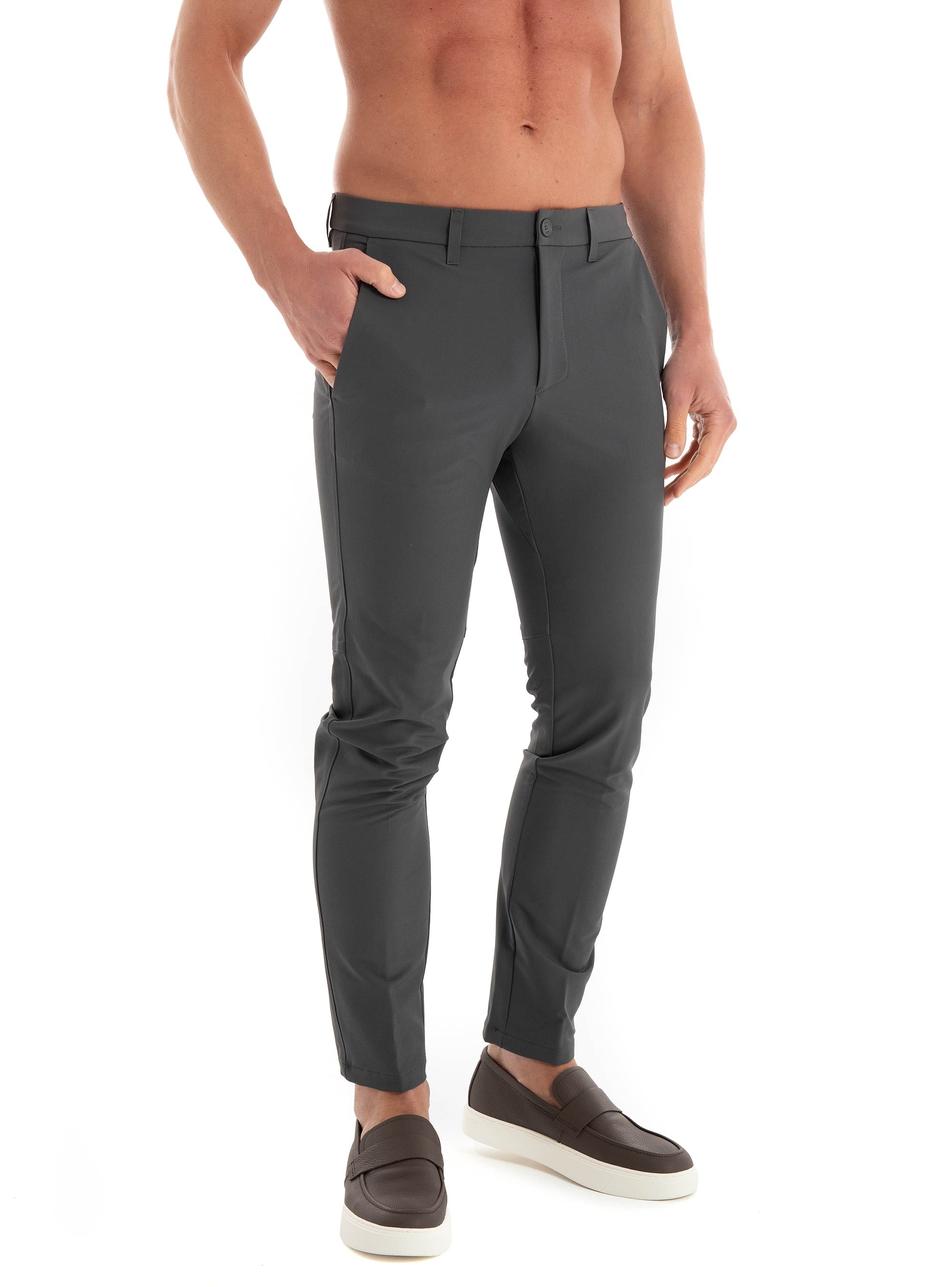 BOSS Slim Fit Water Repellent Trousers T_Commuter-Slim - Dark Grey