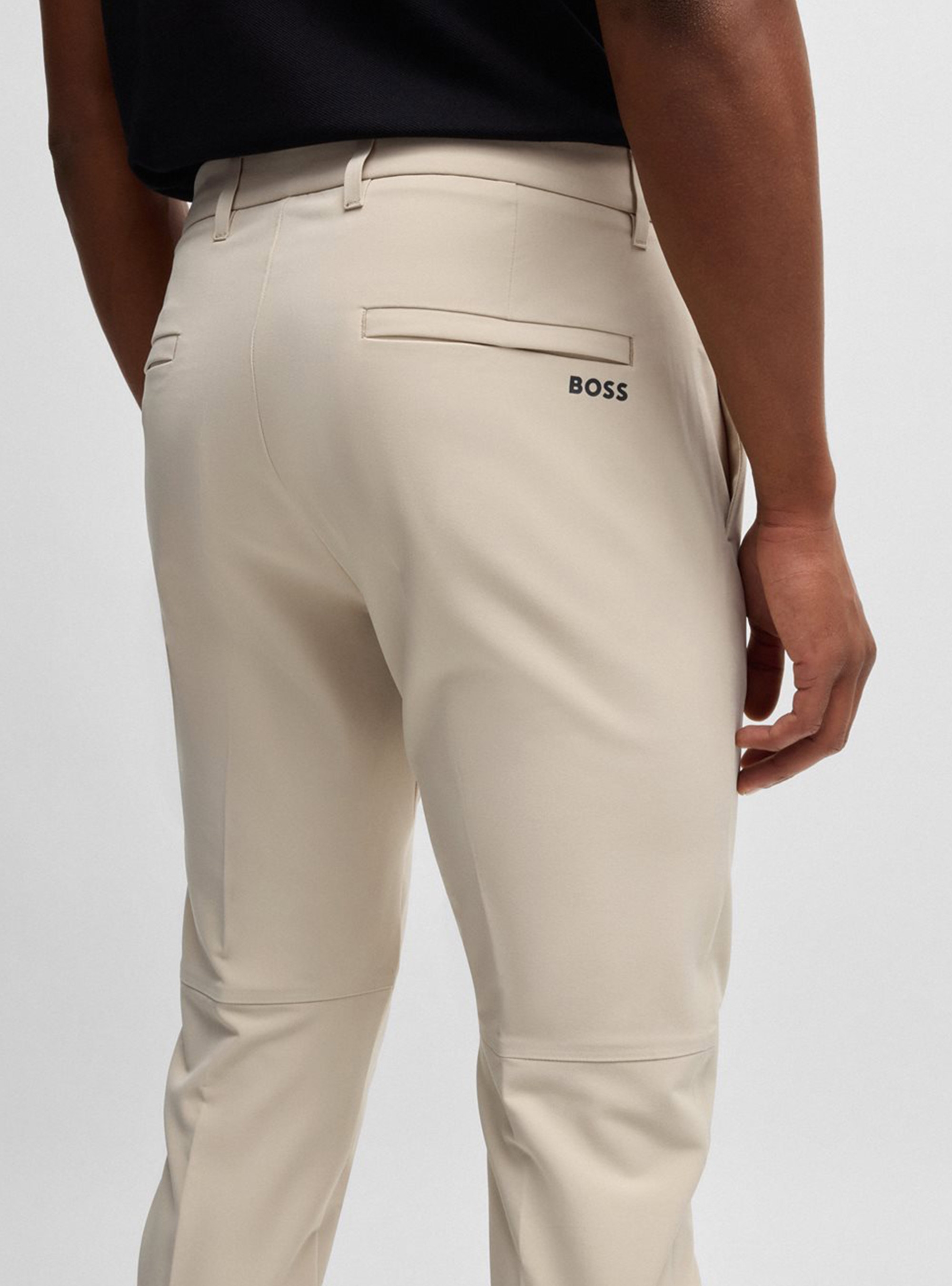 BOSS Slim Fit Water Repellent Trousers T_Commuter-Slim - Beige