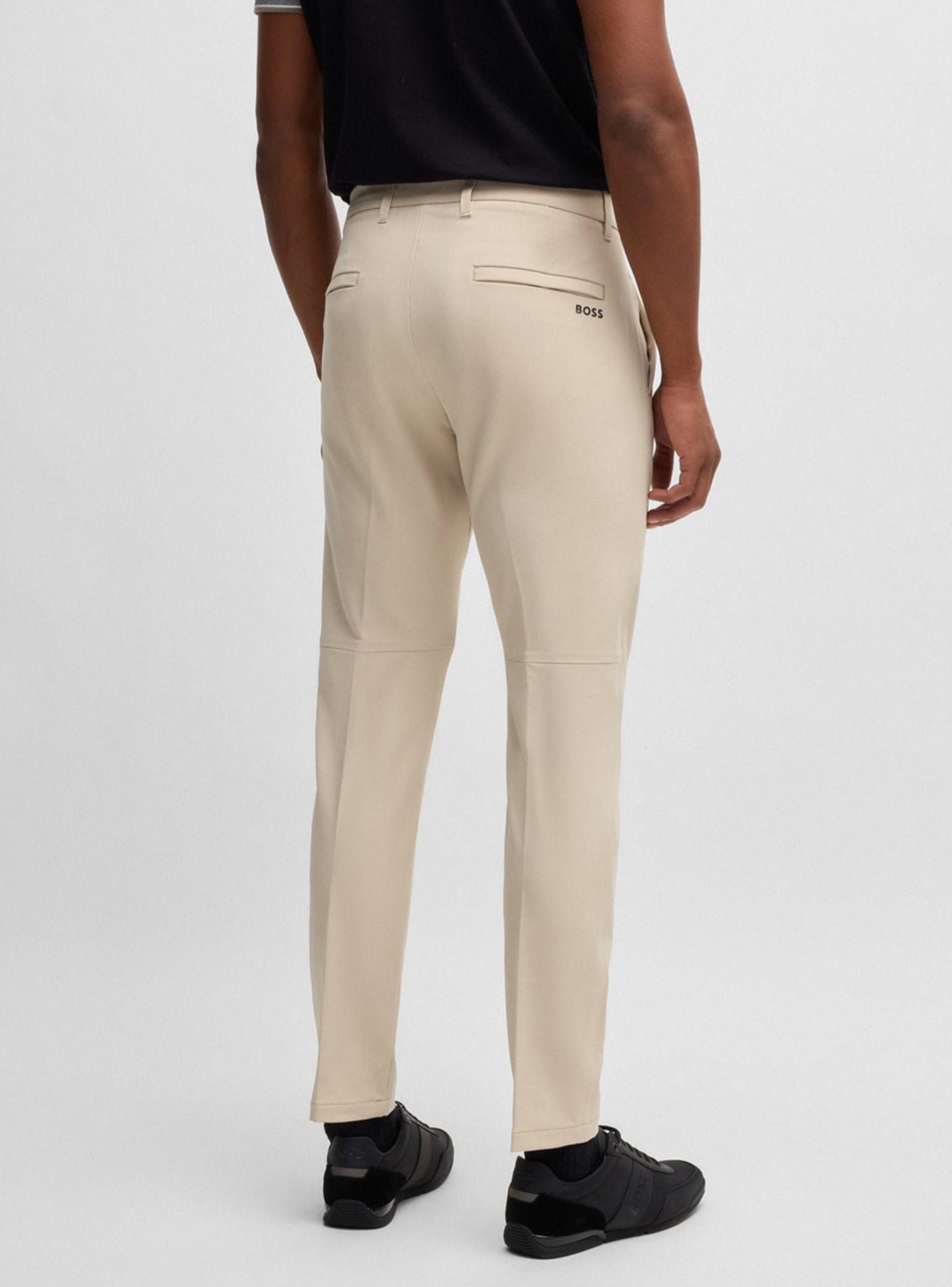 BOSS Slim Fit Water Repellent Trousers T_Commuter-Slim - Beige