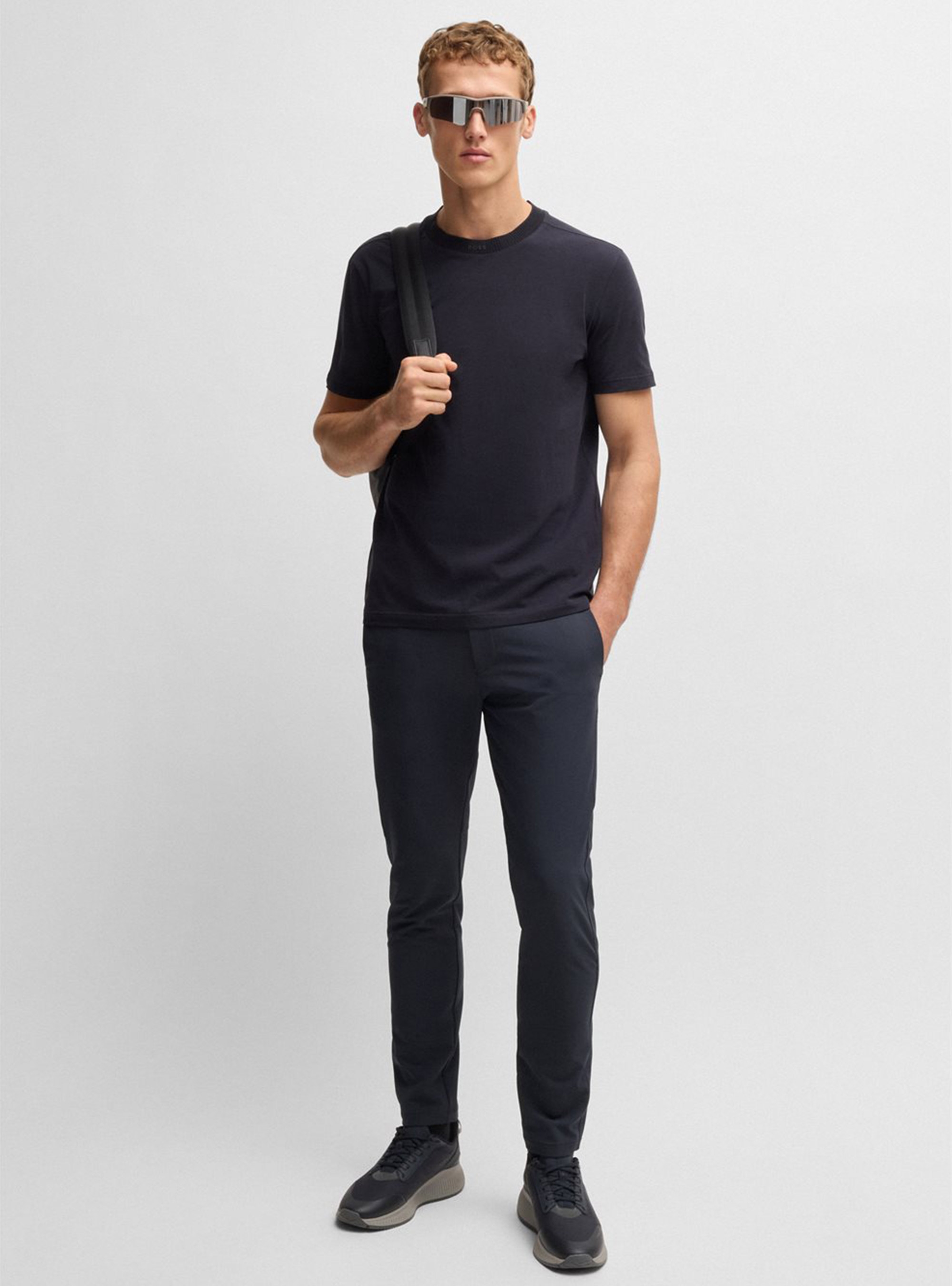 BOSS Slim Fit Water Repellent Trousers T_Commuter-Slim - Dark Blue