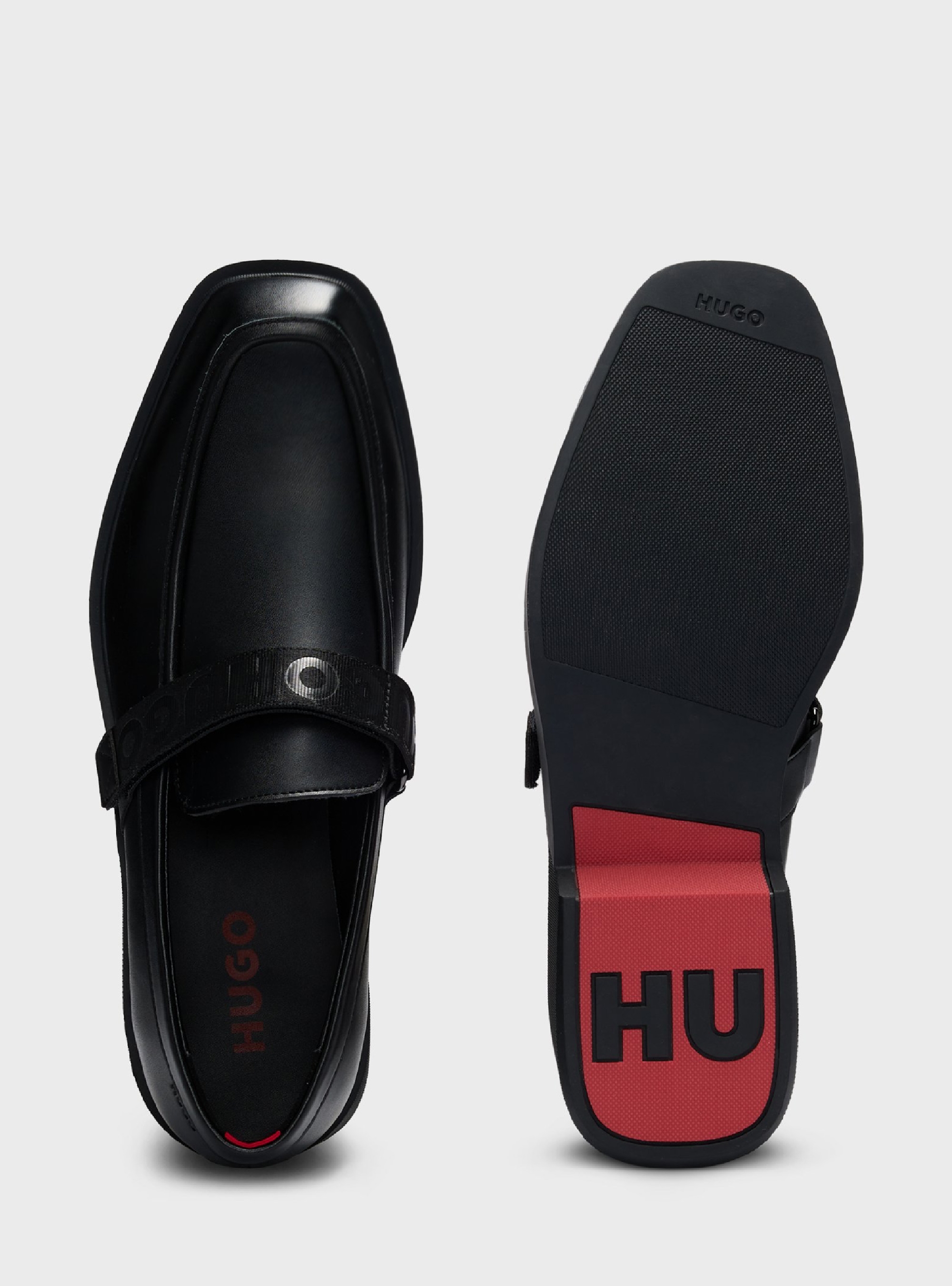 HUGO Leather Loafers Iker_Mocc_al - Black