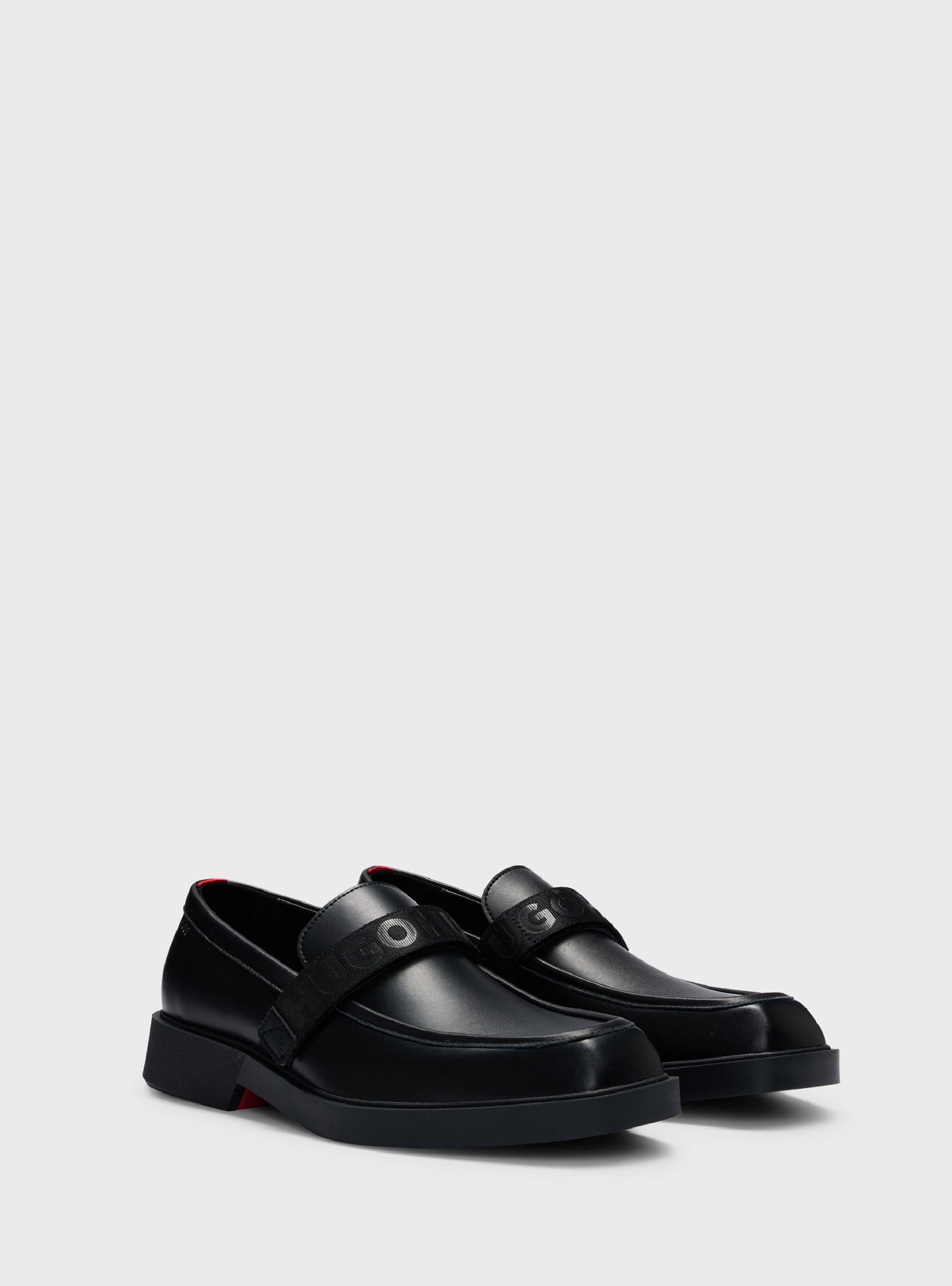 HUGO Leather Loafers Iker_Mocc_al - Black