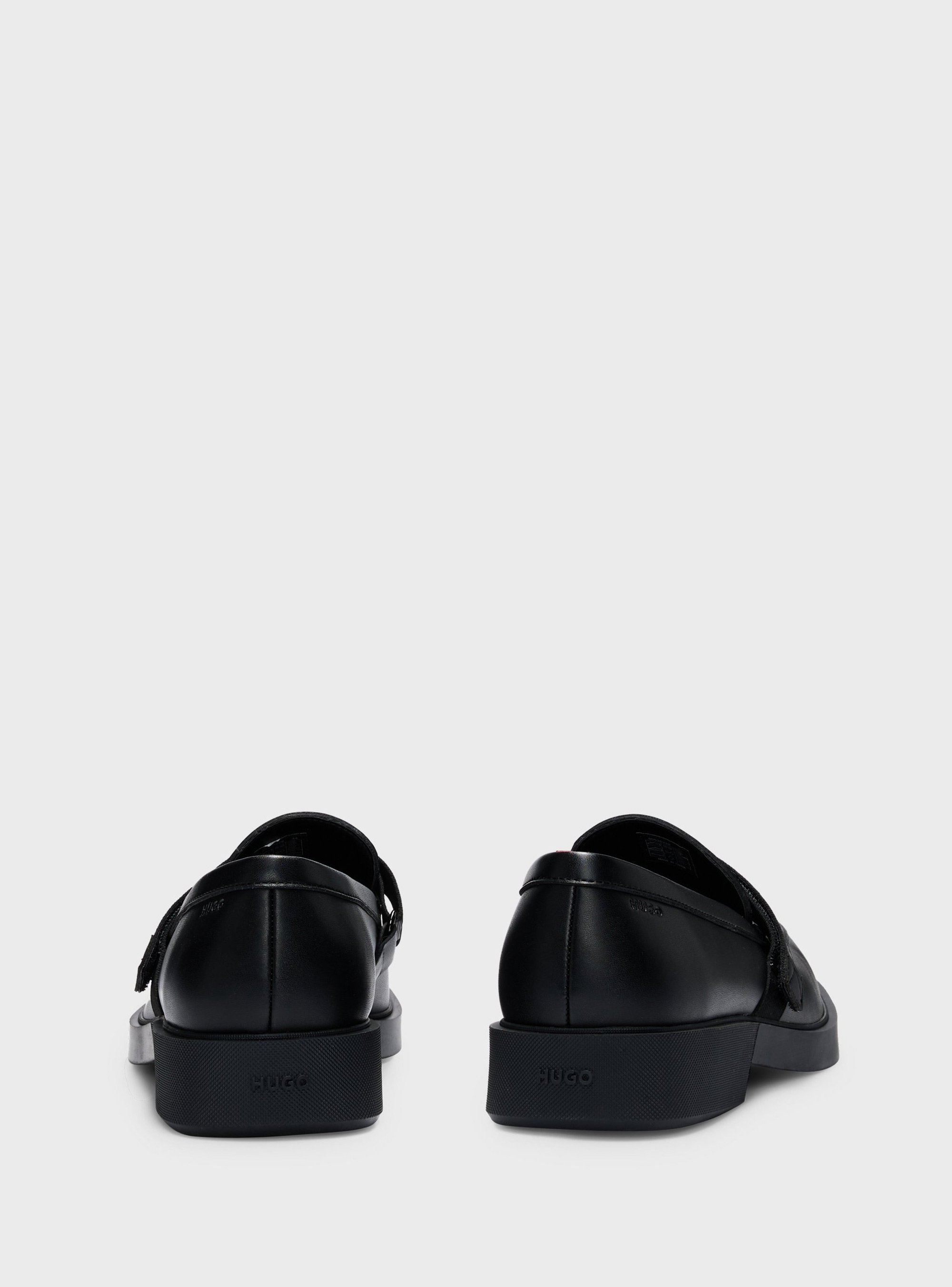 HUGO Leather Loafers Iker_Mocc_al - Black