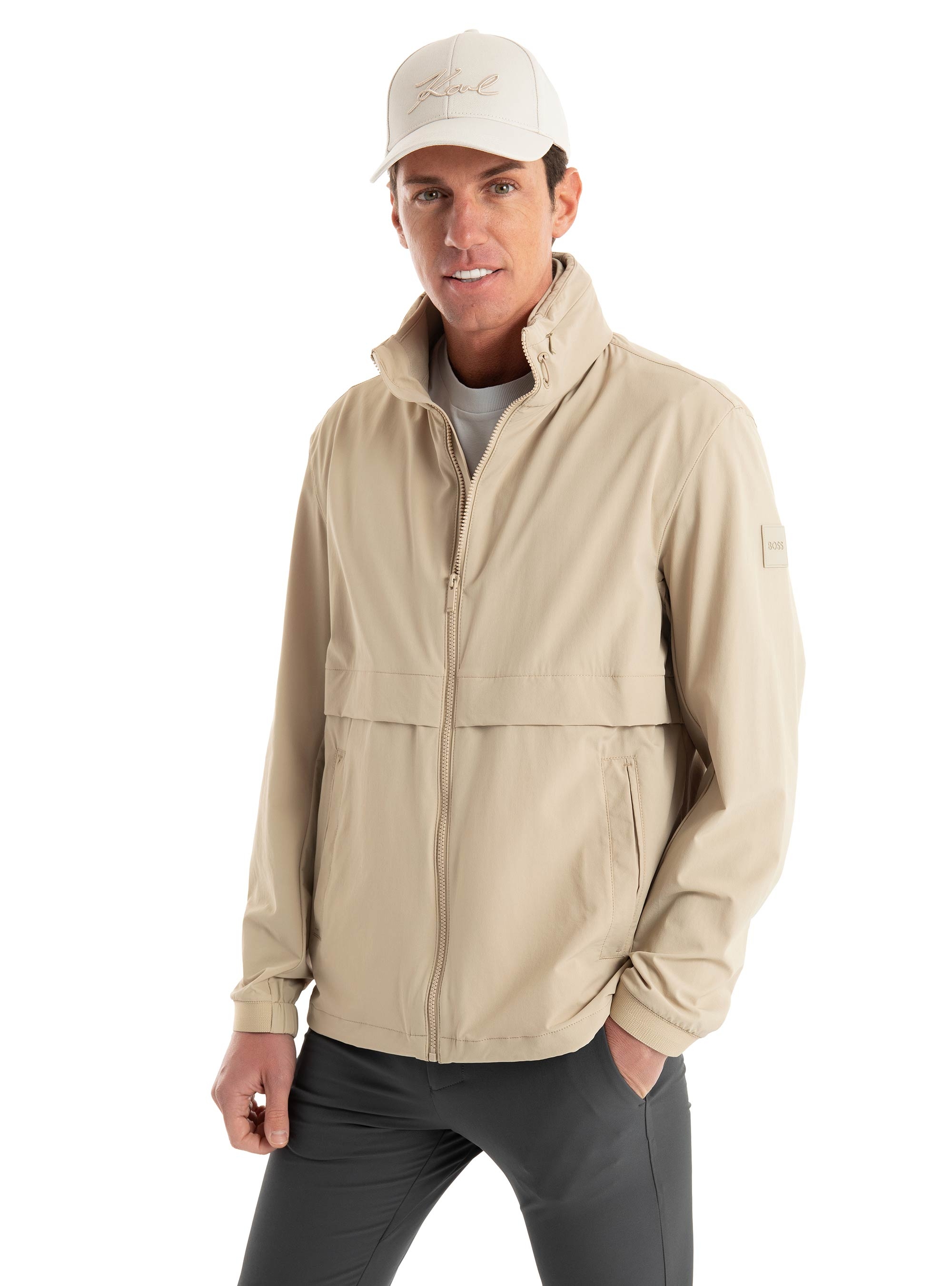 BOSS Softshell Jacket In Washable Stretch Fabric P-Caldar - Beige