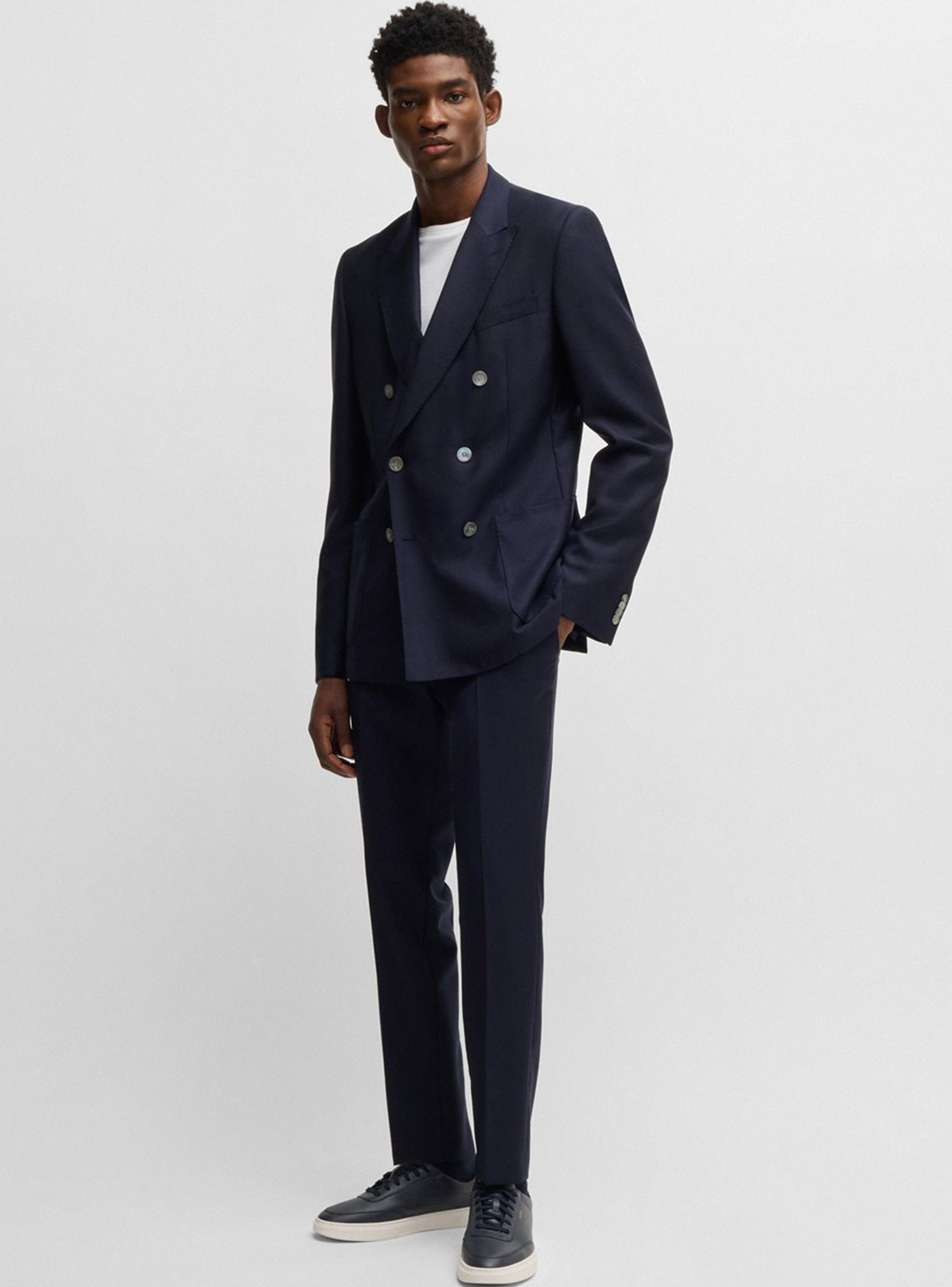 BOSS Slim Fit Double Breasted  Blazer C-Huge-DB-251 - Dark Blue