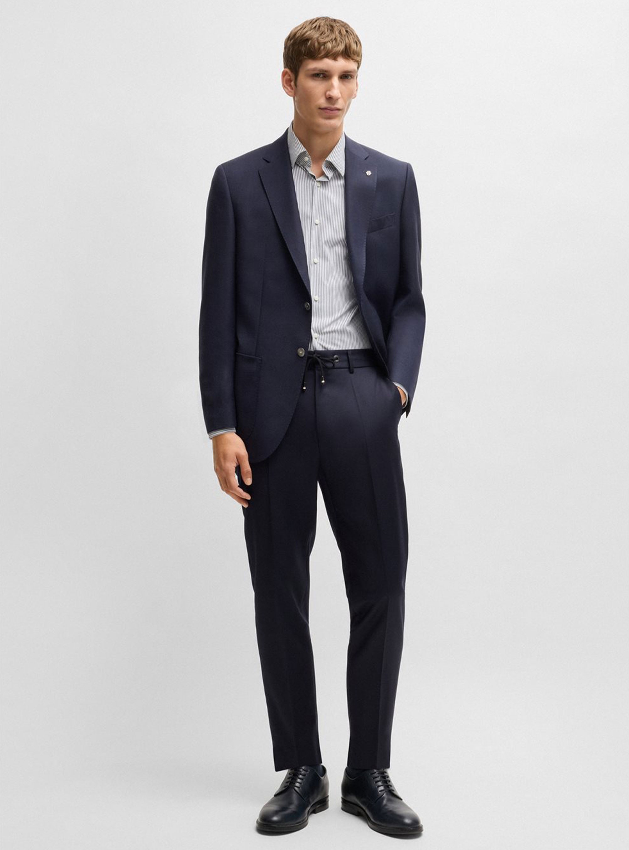 BOSS Regular Fit Micro Pattern Blazer H-Janson-233 - Dark Blue